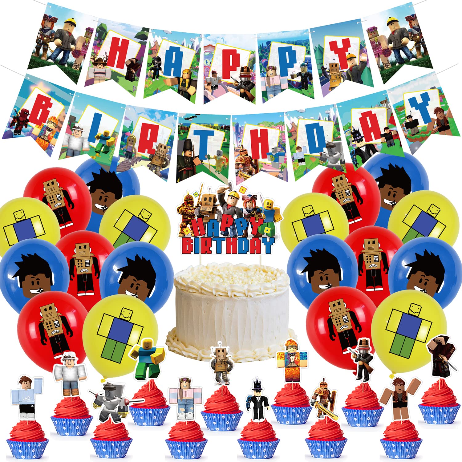 Buy Roblox Party Supplies Roblox Party Birthday Balloons Robot Game