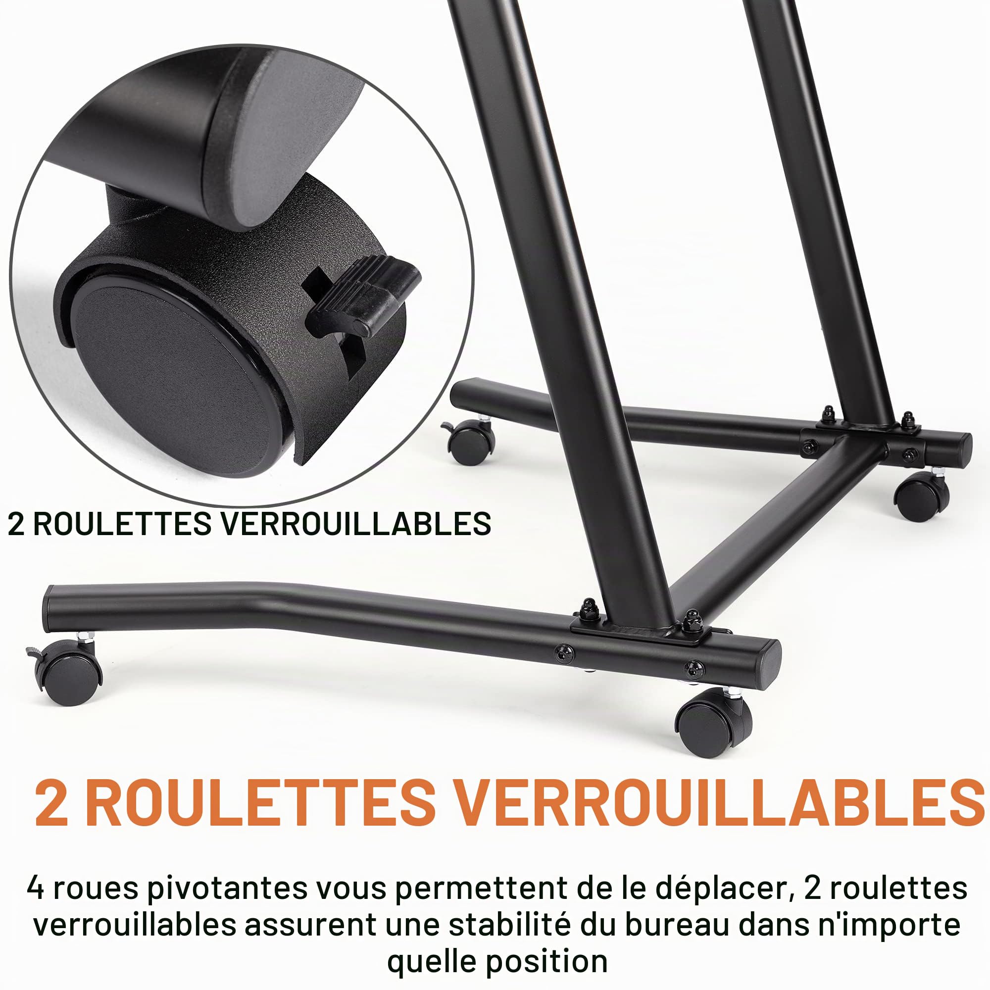 CXWXC Table de Dressage à roulettes avec roulettes verrouillables, réglable en Hauteur, Bureau avec Une Surface de Travail en Caoutchouc antidérapante, 2 découpes pour Tablette ou Smartphone