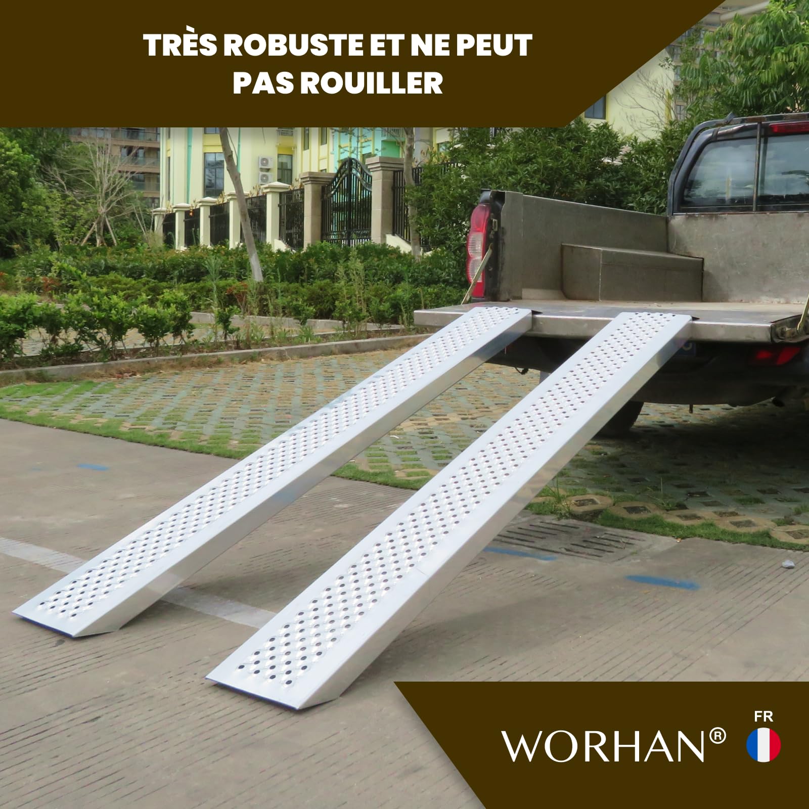 Rampes de Chargement 200cm Robustes Tracteur Moto Remorque Aluminium jusqu'à 1000kg LR7H