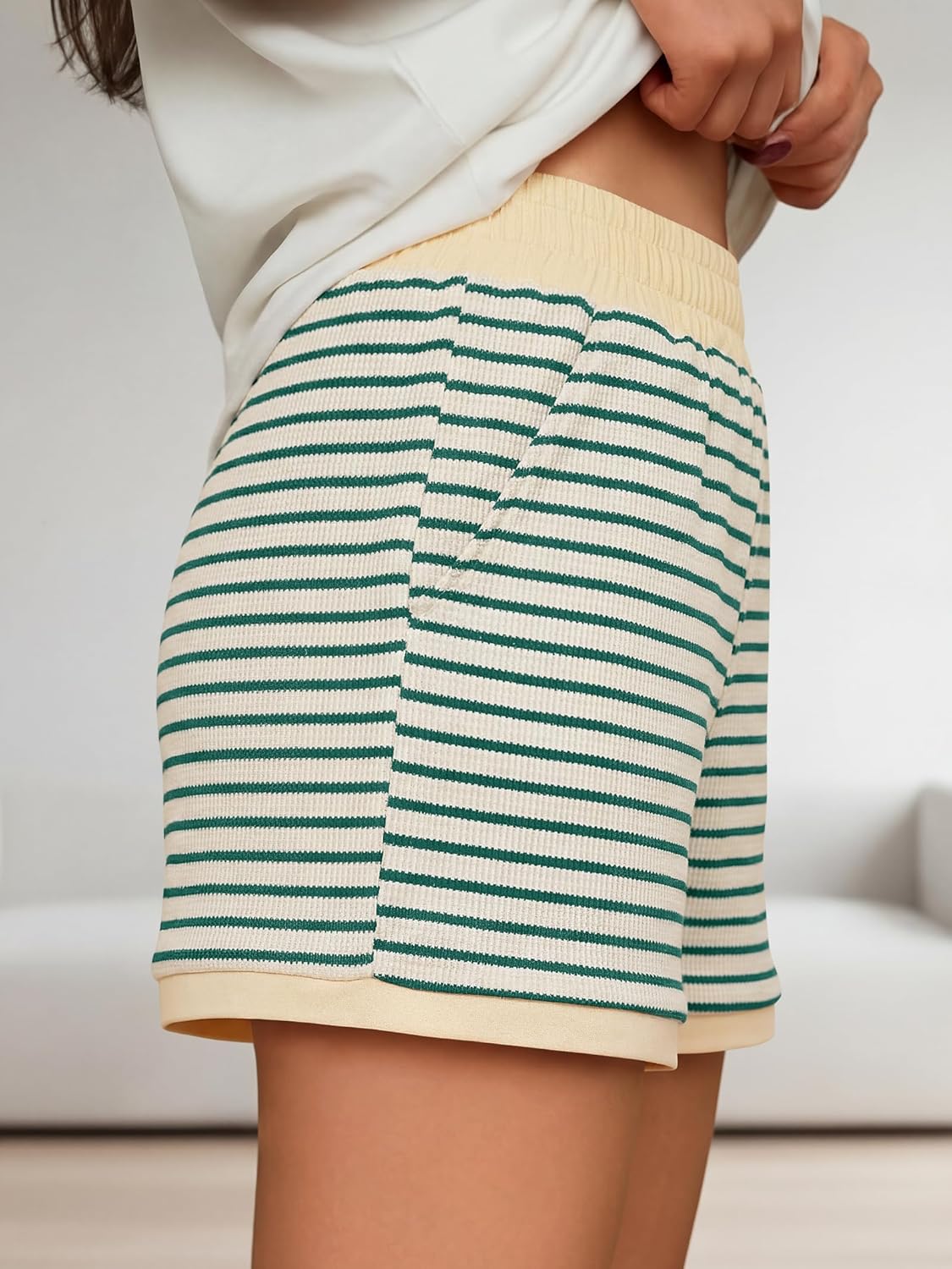 ANRABESS Women Summer Striped Pajama Shorts Casual High Waisted Striped Lounge Pj Sleep Shorts Pockets Beach Vacation Clothes - Image 3