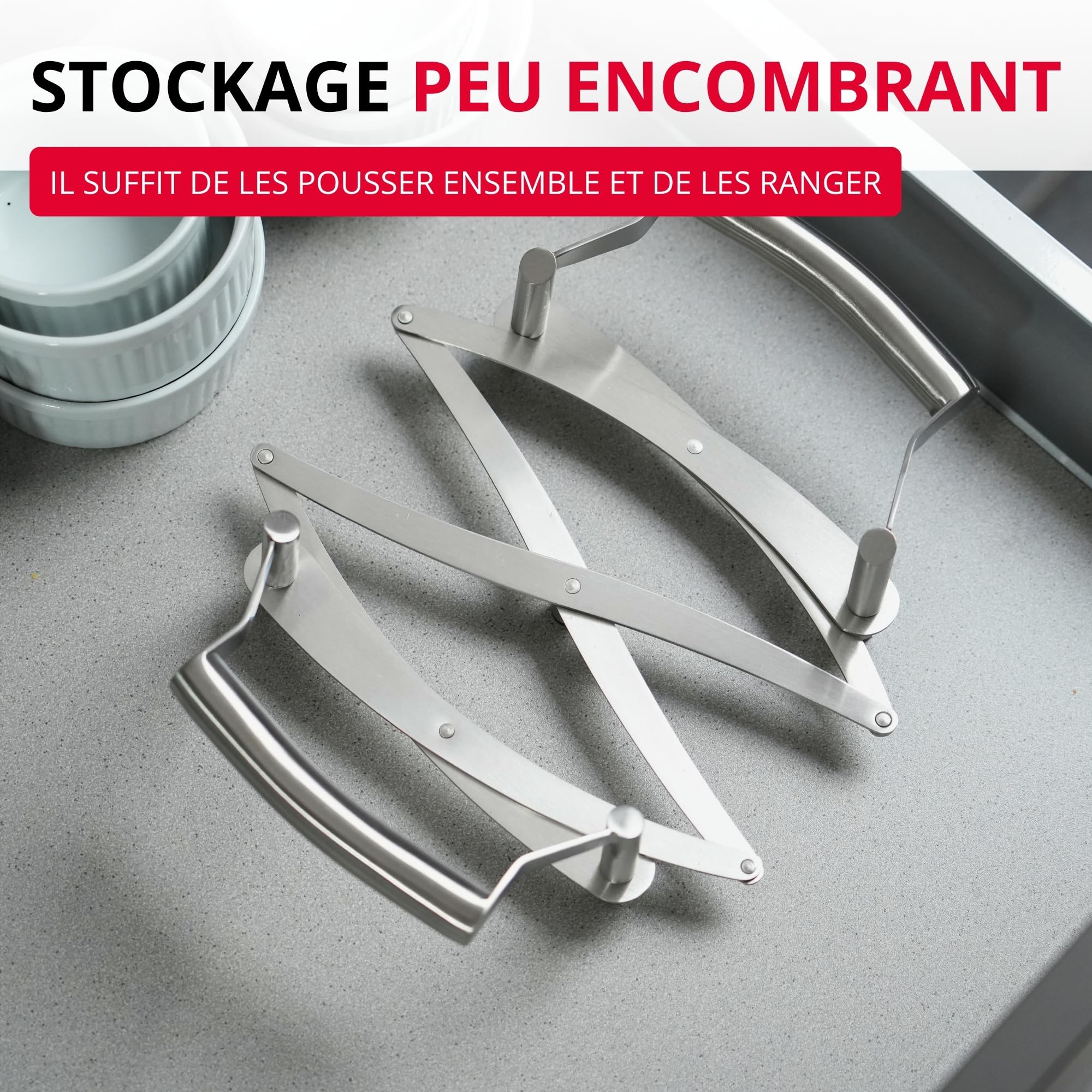 Westmark Dessous de Plat Extensible, longueur : 18 à 42 cm, acier inoxydable, Flexi, couleur : argenté, 16412260