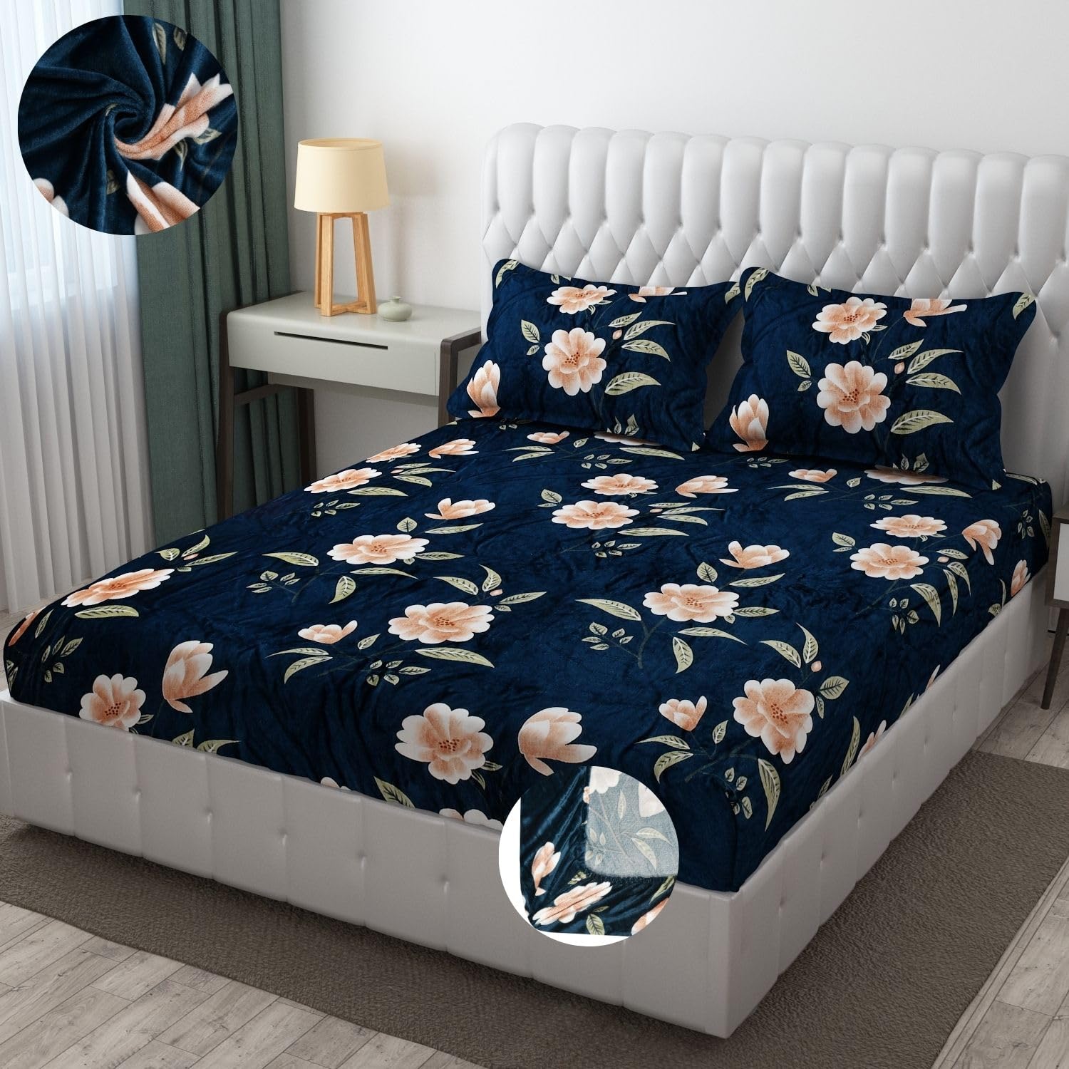 Warm Winter Bed Sheets - King Size, Dark Green -1