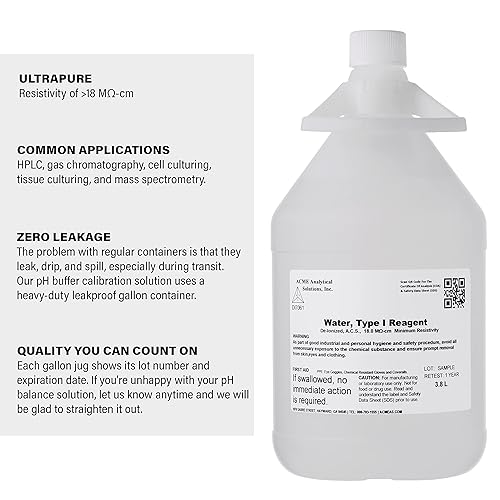 Miniatura 2 de Acme Analytical Solutions Agua desionizada ultrapura agua DI 1 galón 38 litros