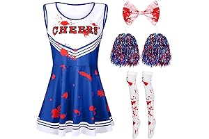 SATINIOR 4 Pcs Cheerleader Halloween Costume for Women Adult Zombie Bloody Outfit...