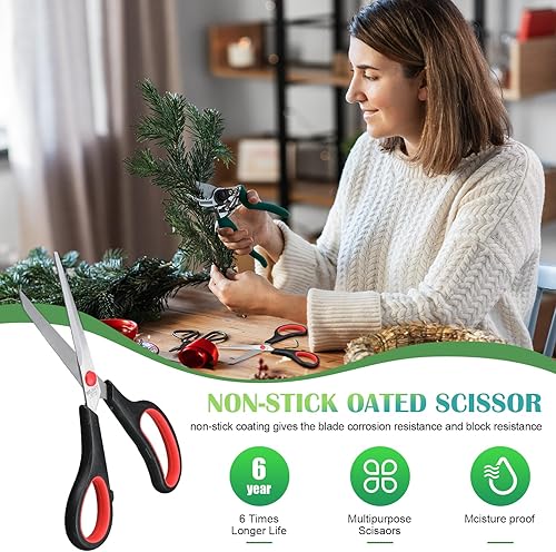 Miniatura 5 de Therwen Paquete de 50 tijeras multiusos, tijeras de corte de tela a granel, tijeras afiladas de acero inoxidable, tijeras para manualidades, asas de