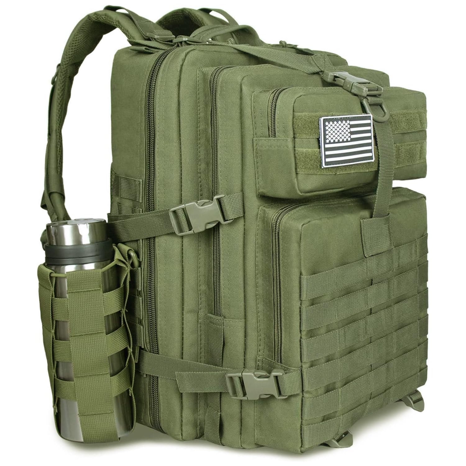 ROGJUK 45L Military Tactical Backpack For Men Highland Assault Large Army Pack 3 Day Molle Bug Out Bag With Water Cup Bag Outdoor Camping Hiking