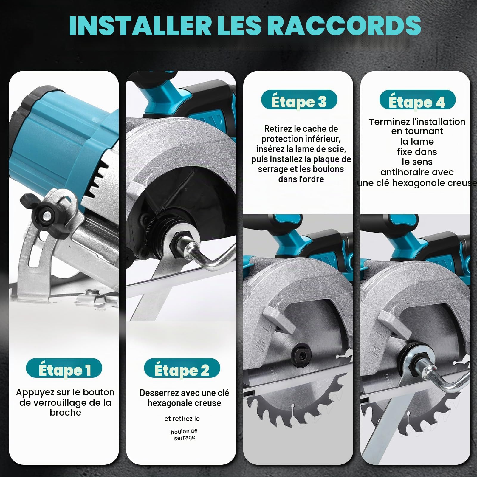 Scie circulaire sans fil compatible avec la batterie lithium Makita 18 V, scie circulaire mini sans balais avec 2 lames de scie (140 mm), avec coupe diagonale, 6200 tr/min, idéale pour la coupe du