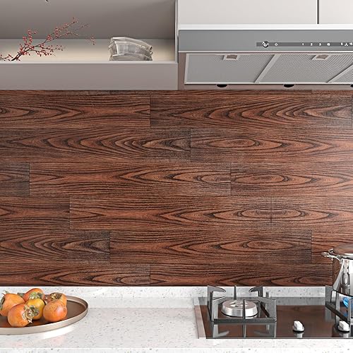 Miniatura 7 de FunStick Azulejos de suelo de madera marrón de 6 x 36 pulgadas, impermeables, de madera de nogal, azulejos de vinilo para despegar y pegar en