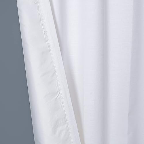 HOMIDATE Cortina blanca con forro Texo en la parte trasera, cortinas de algodón blanco, cortinas de sala de estar de 84 pulgadas, cortinas