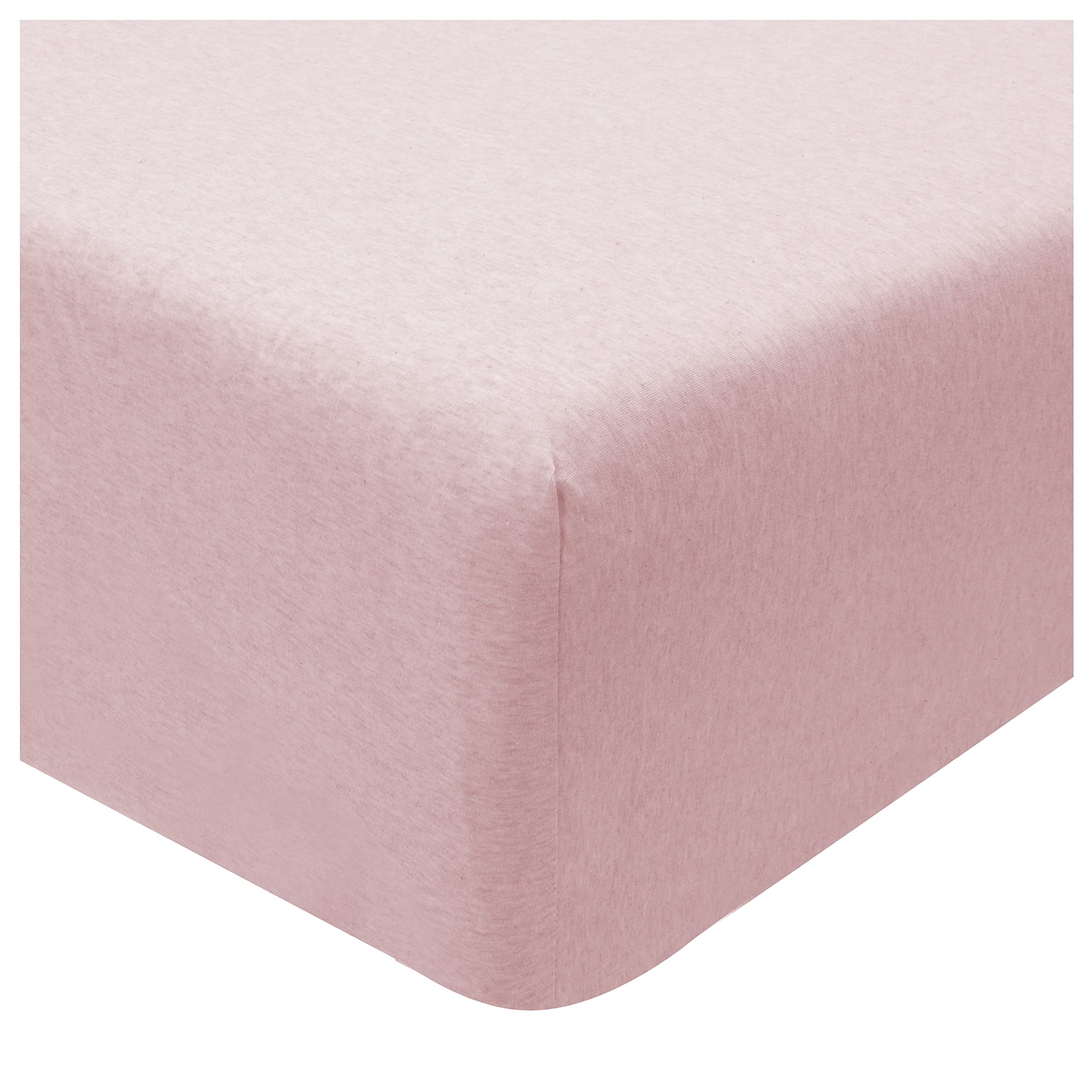 Sleepdown Pink Jersey Melange Fitted Sheet Super Soft Warm Cosy Comfortable Easy Care Plain Yarn Dyed Bedding Bedsheet Bed Linen - 180Cm X 200Cm 25Cm