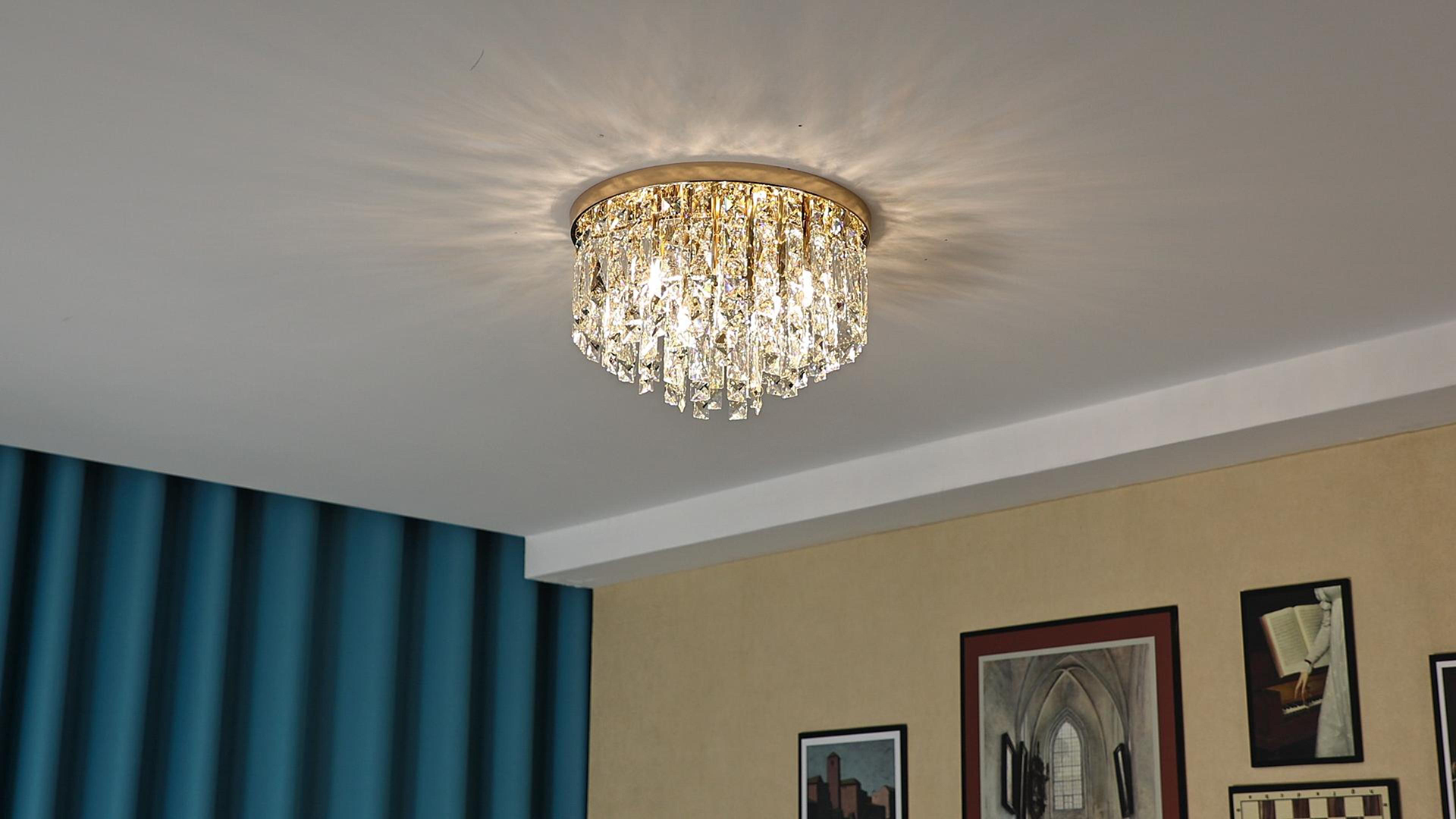 YMP&YZX Crystal Ceiling Light Fixture Flush Mount,15.7