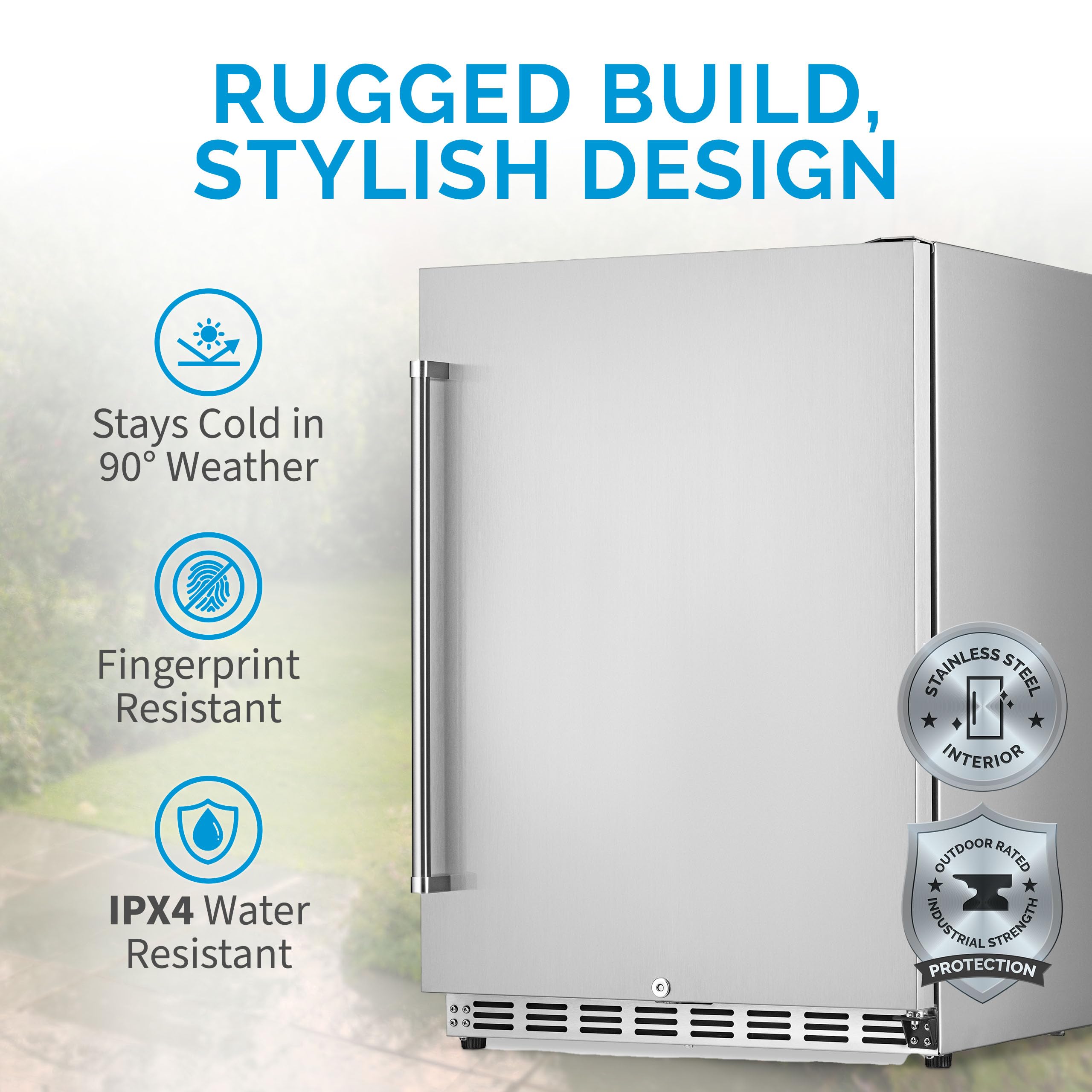NewAir 24" Commercial Built-in or Under Counter Refrigerator | 5.3 Cu. Ft. Weatherproof Outdoor Fridge for Patio, Indoor & Commercial Use | Stainless Steel on Fridge.com