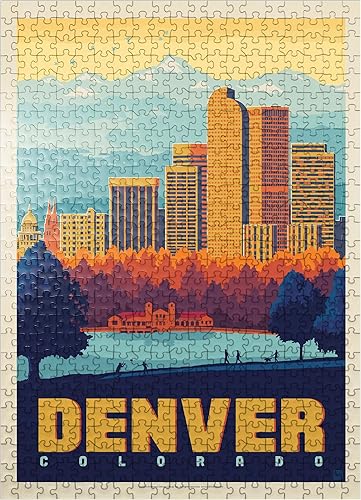 MyPuzzle Denver, Colorado City Park, Póster Vintage, Rompecabezas premium de 500 piezas para adultos