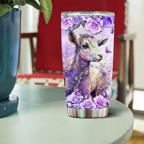 Miniatura 4 de Regalo personalizado de cabra para mujer, taza de café termo, divertida botella de agua para amantes de las cabras, esposa, mamá, cumpleaños,