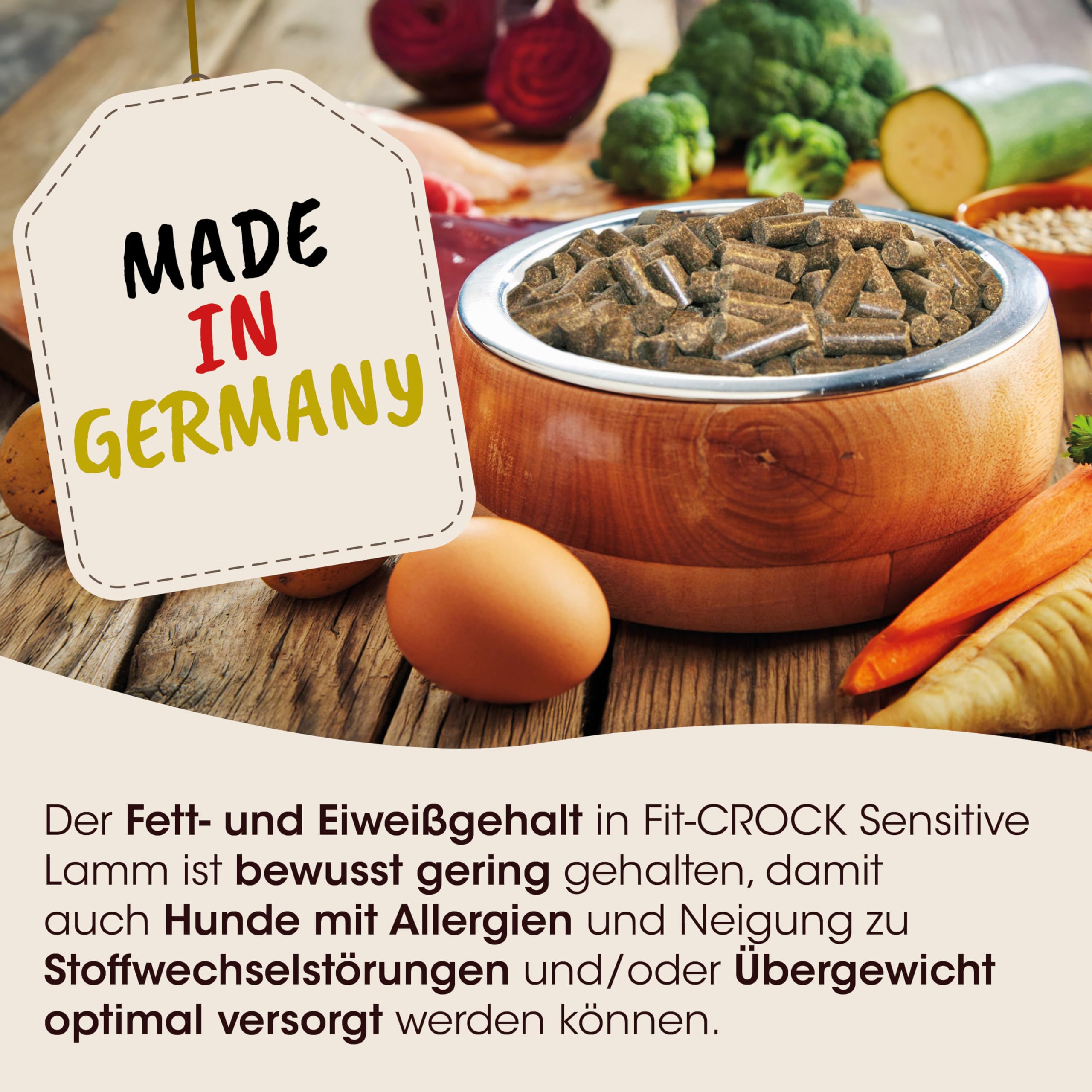 cdVet Fit-Crock Hundefutter trocken Sensitive Lamm Mini 10 kg, getreidefrei