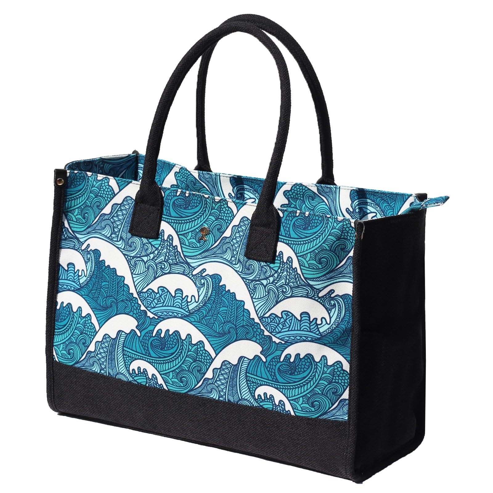 View 1 of ESVAN Personalized Gifts Canvas Tote Linen Bags Handbags Top Zipper Closure Initial Retro Utility Tote