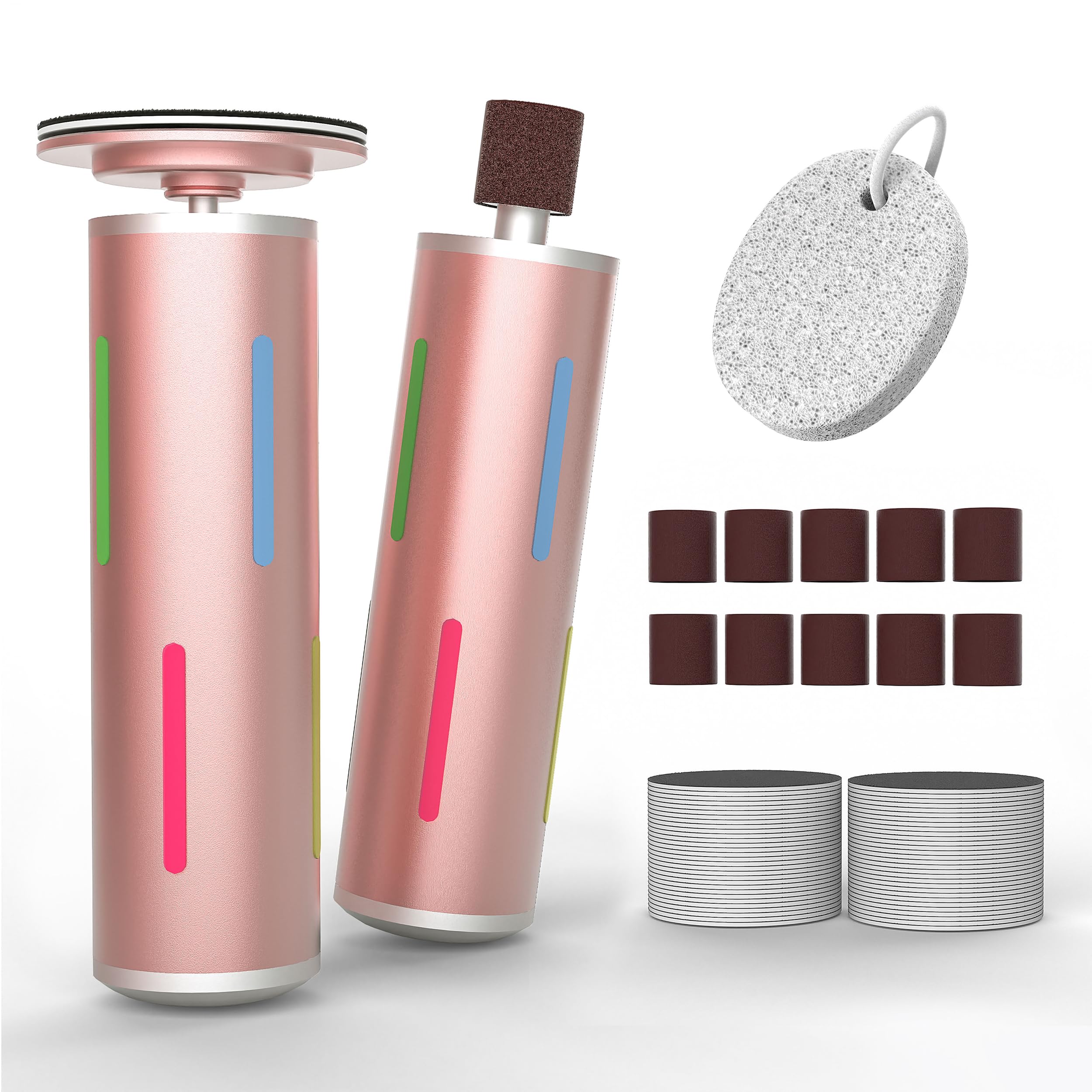Electric Foot Callus Remover, Painless 2-in-1 Electric Foot Filer - 80 Discs, Adjustable Speed, Professional Pedicure Tool for Dry Cracked Heels, Home Spa &amp; Salon (Pink Gold)