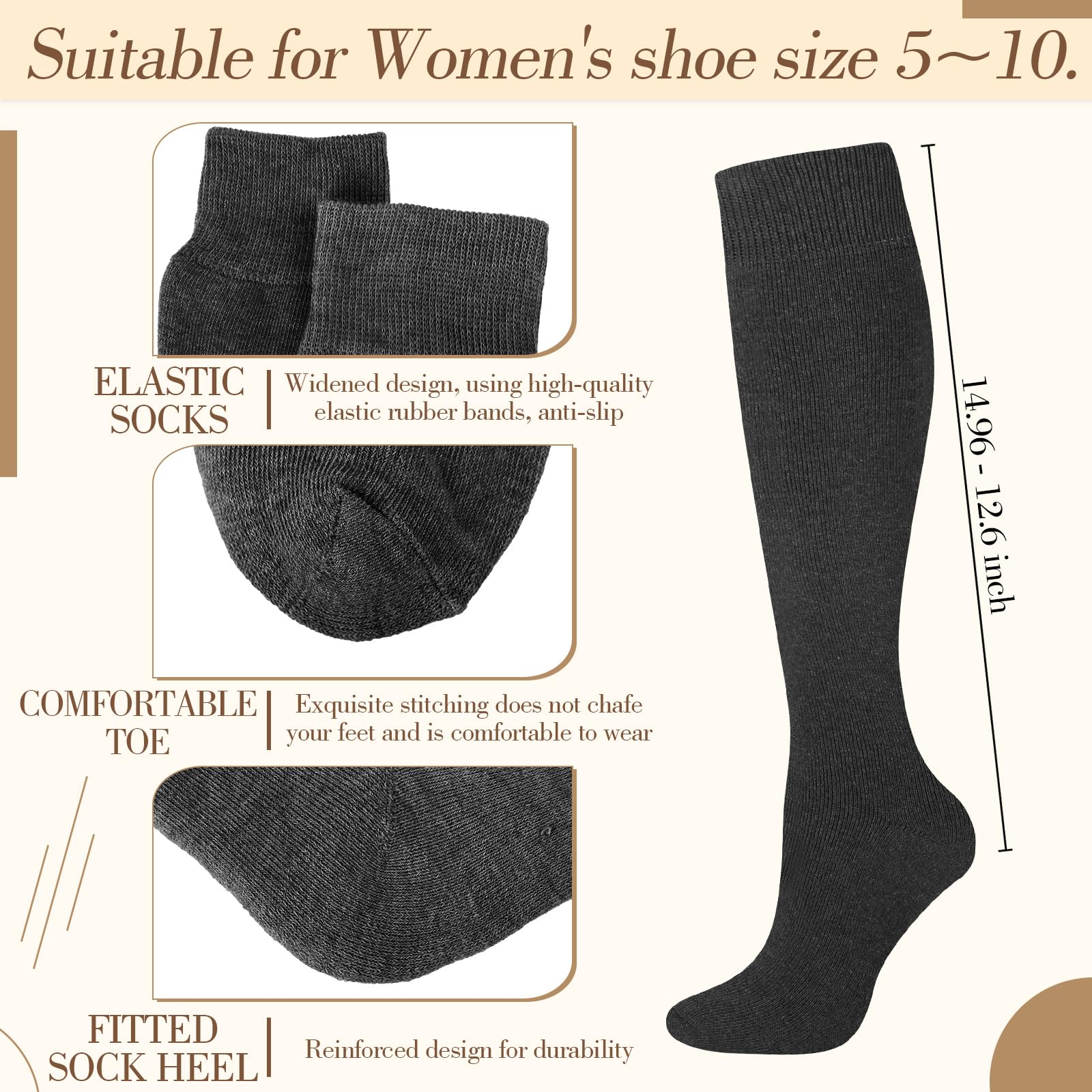 Ramede 20 pares de calcetines cálidos hasta la rodilla para mujer, calcetines térmicos largos de invierno gruesos para el trabajo y el hogar, regalos