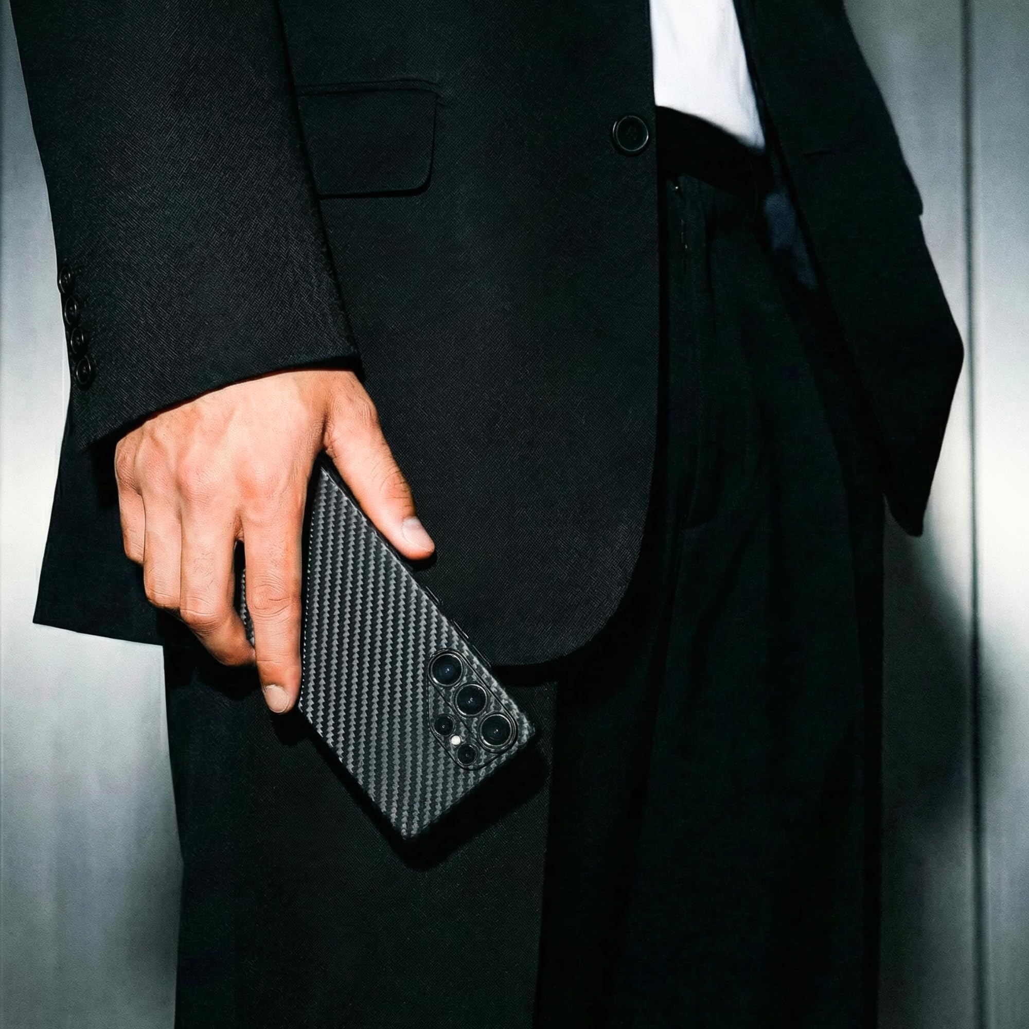 Hybrid Carbon x Aramid (Kevlar) Samsung Galaxy S25 Ultra Edge Case - Custodia protettiva - Custodia per cellulare | Compatibile con magnete | Copertina rigida - Cover - Nero - Uomo (Samsung