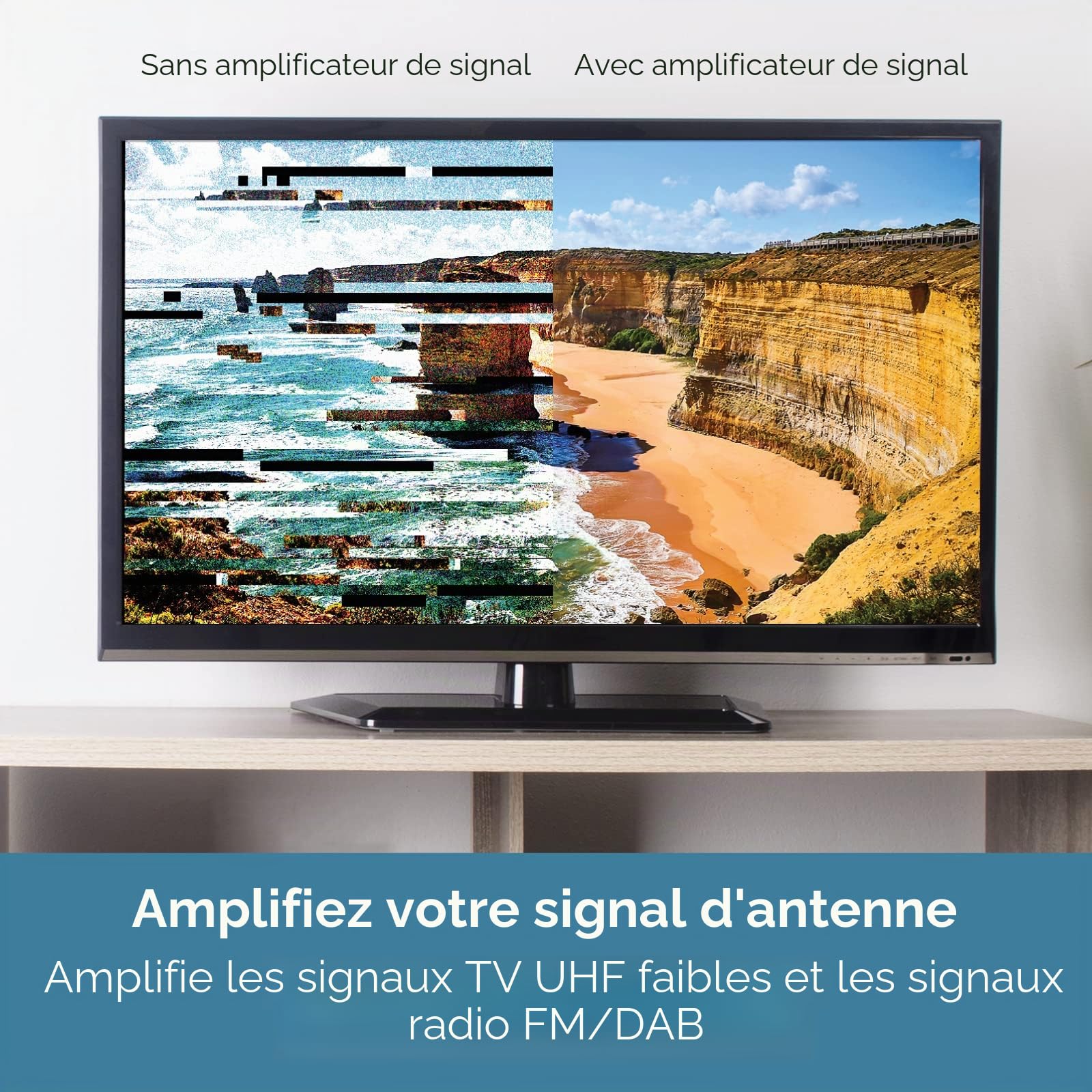 SLx Amplificateur de signal pour TV/Digital Freeview avec filtre 4G intégré et filtre 5G – Amplificateur compact alimenté par USB pour TV, antenne