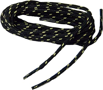 Greatlaces 2 Pair Pack - proTOUGH Athletic 4mm Kevlar Reinforced Round Shoelaces Designed specifically for Todays Athletics Footwear with Smaller Eyelets 48 Inch 122 cm, Black w/Yellow