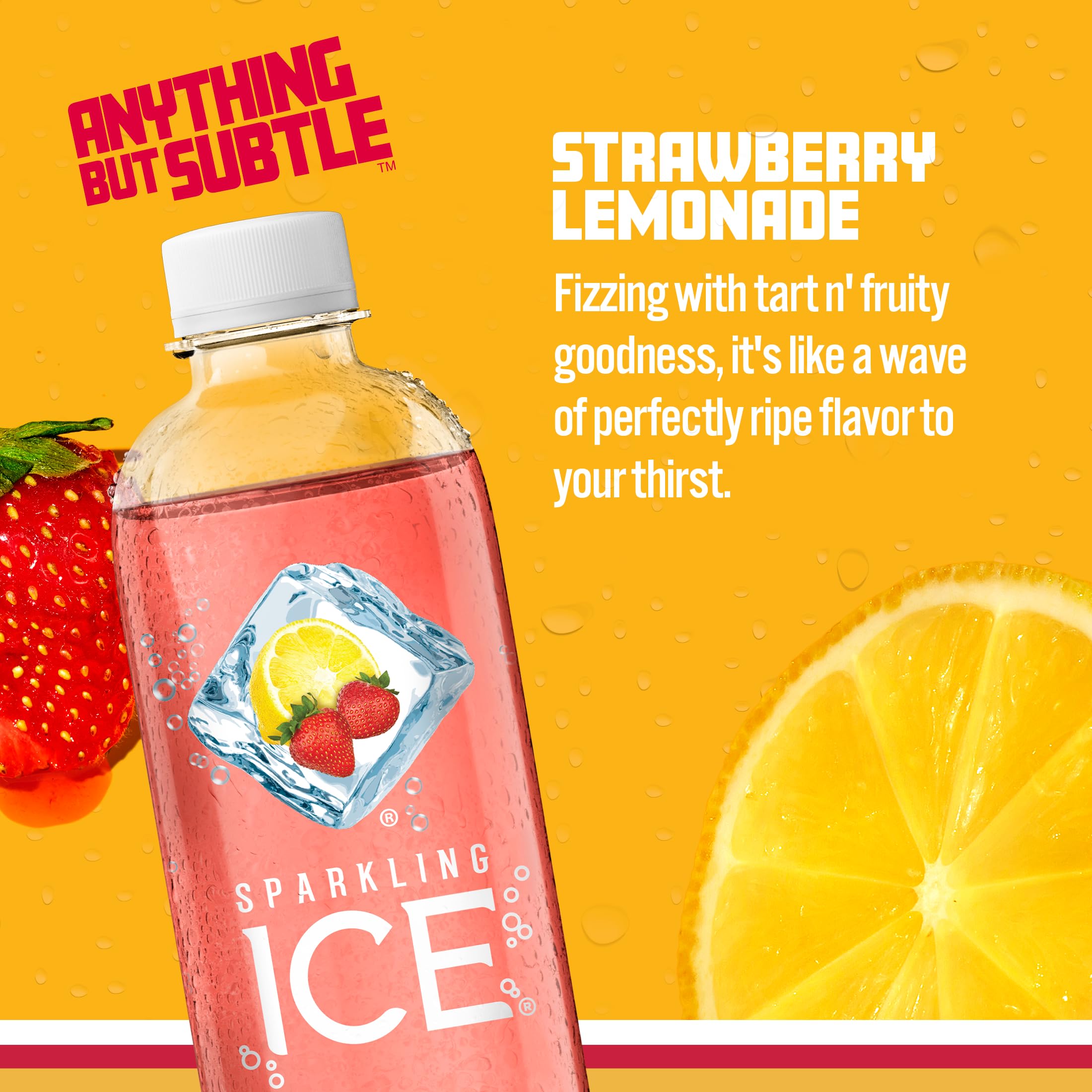 Sparkling Ice +Caffeine Strawberry Citrus Sparkling Water (Pack Of 12) and Sparkling Ice, Strawberry Lemonade Sparkling Water (Pack of 12)
