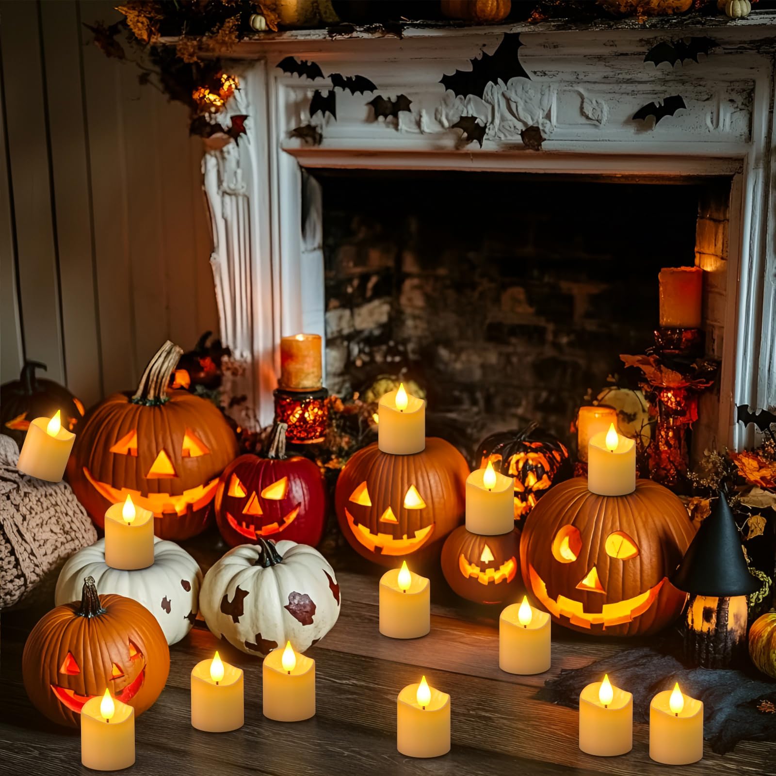 PChero Tea Light Candele Led, 12 Pezzi Mini Ricaricabile Candele Tealight Luci a Led Batteria Natalizie Decorative Finte Piccolo Elettriche Effetto Reale Per Halloween Natale Casa Decorazioni