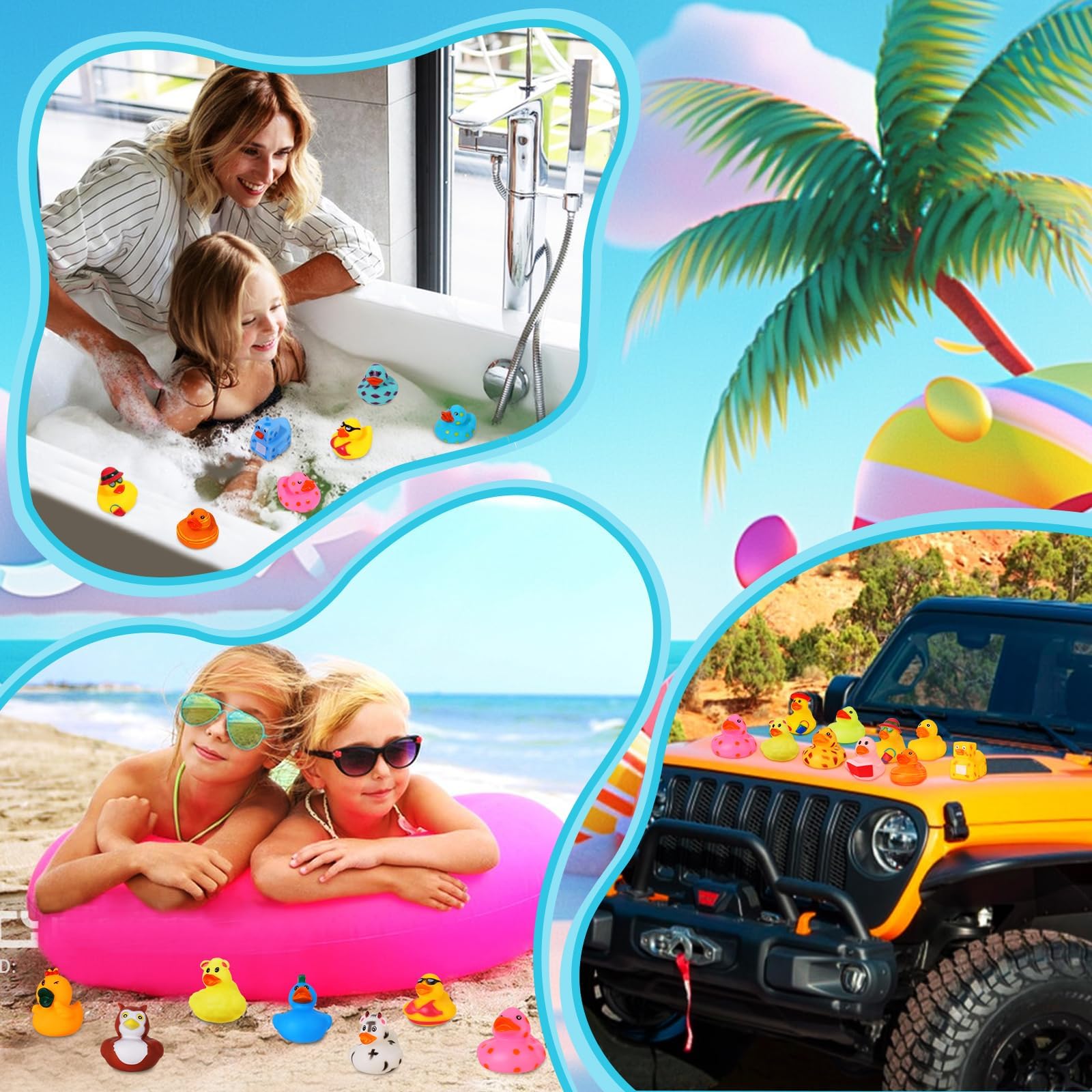 SCIONE 24 Stück Badeenten – Niedliches Gummi-Enten Set für Baby Shower, Geburtstag & Poolparty | Wasserspielzeug Kinder Outdoor, Badewannenspielzeug & Strandspielzeug | Quietscheenten & Gummiente als