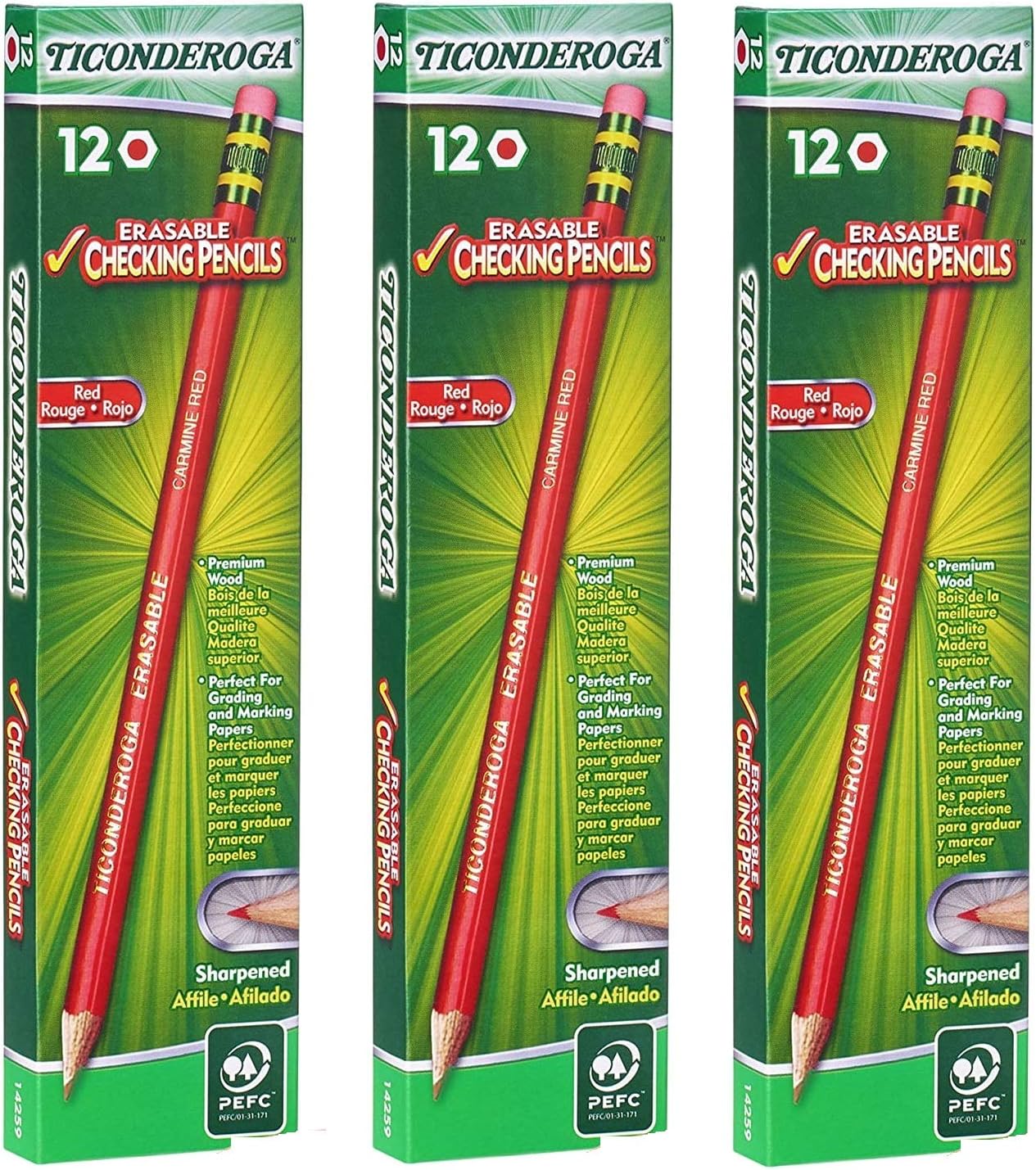 Dixon Ticonderoga Erasable Checking Pencils, Eraser Tipped