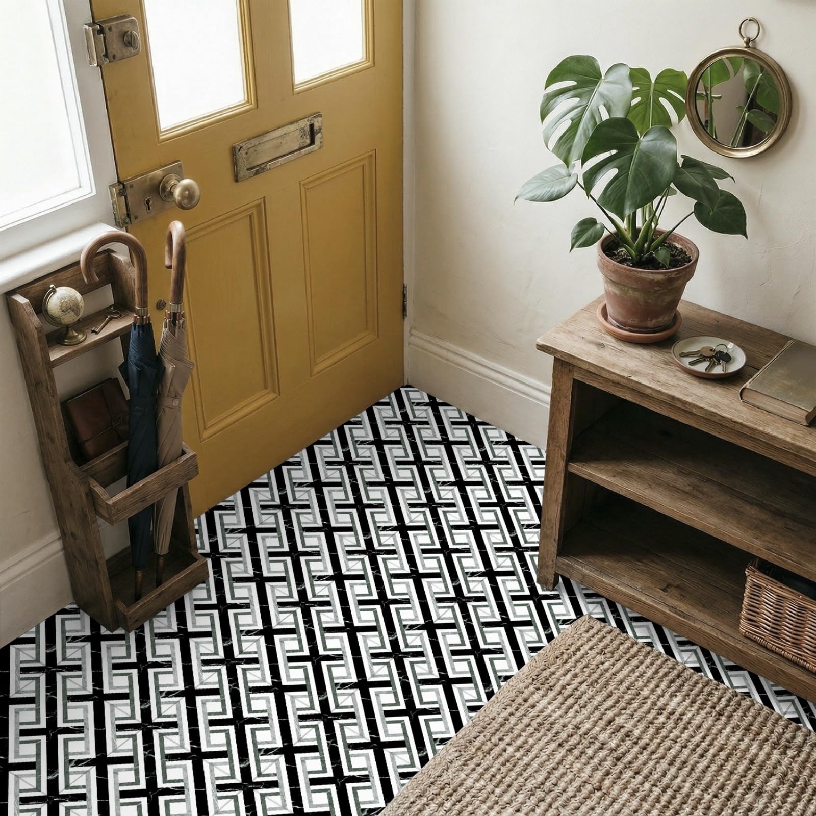 Naklejki na płytki czarne zielone geometryczne naklejki na płytki kuchenne wodoodporne naklejki winylowe samoprzylepne łazienka backsplash dekoracyjne pokrowce 30 x 30 cm/10 szt