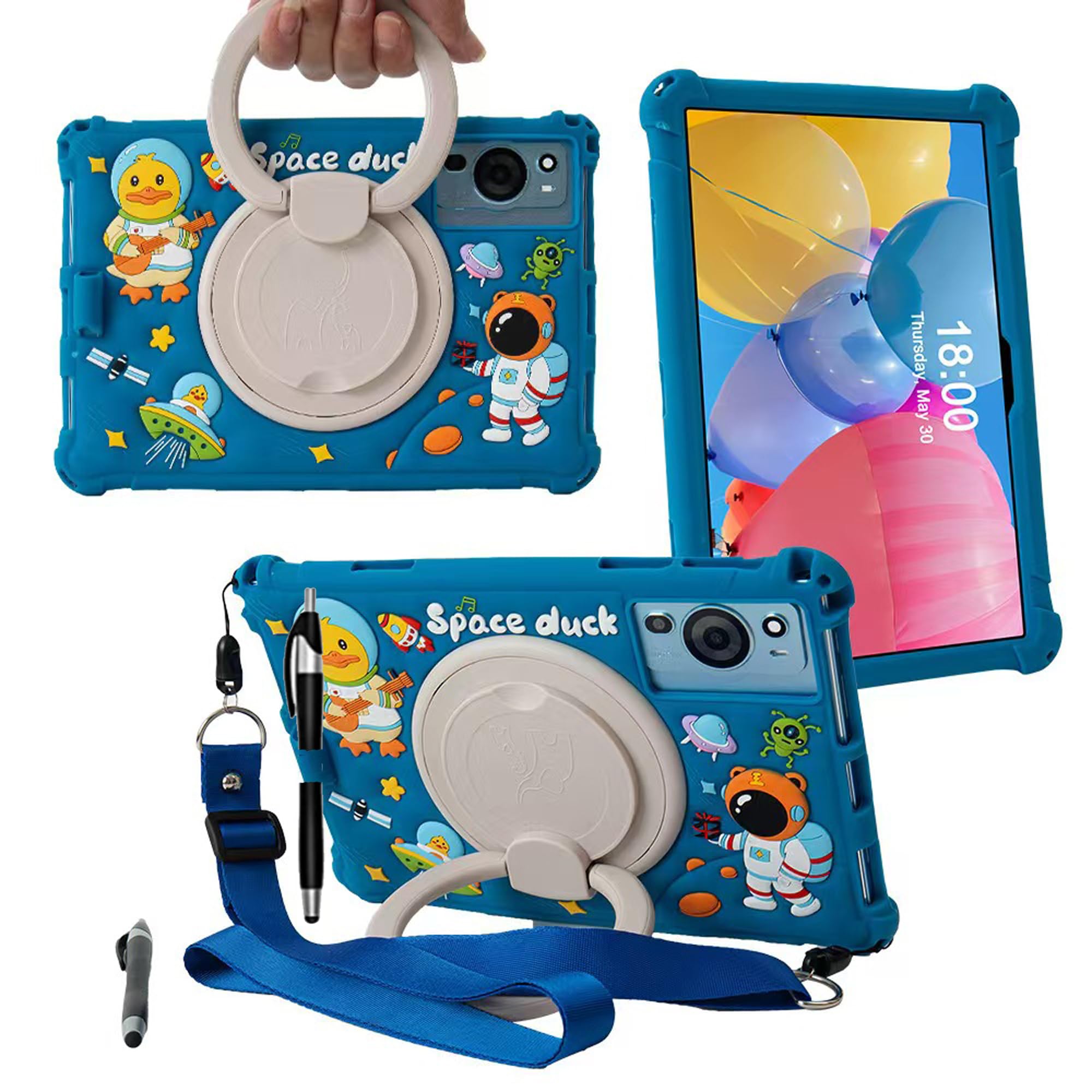 Tablet Case for TCL Tab 10 5G Case 10.1 Inch/TCL Tab 10S 9081X/9080G/9183W,Soft Anti-Stress Silicone Case with Rotate Stand/Pencil Holder/Shoulder