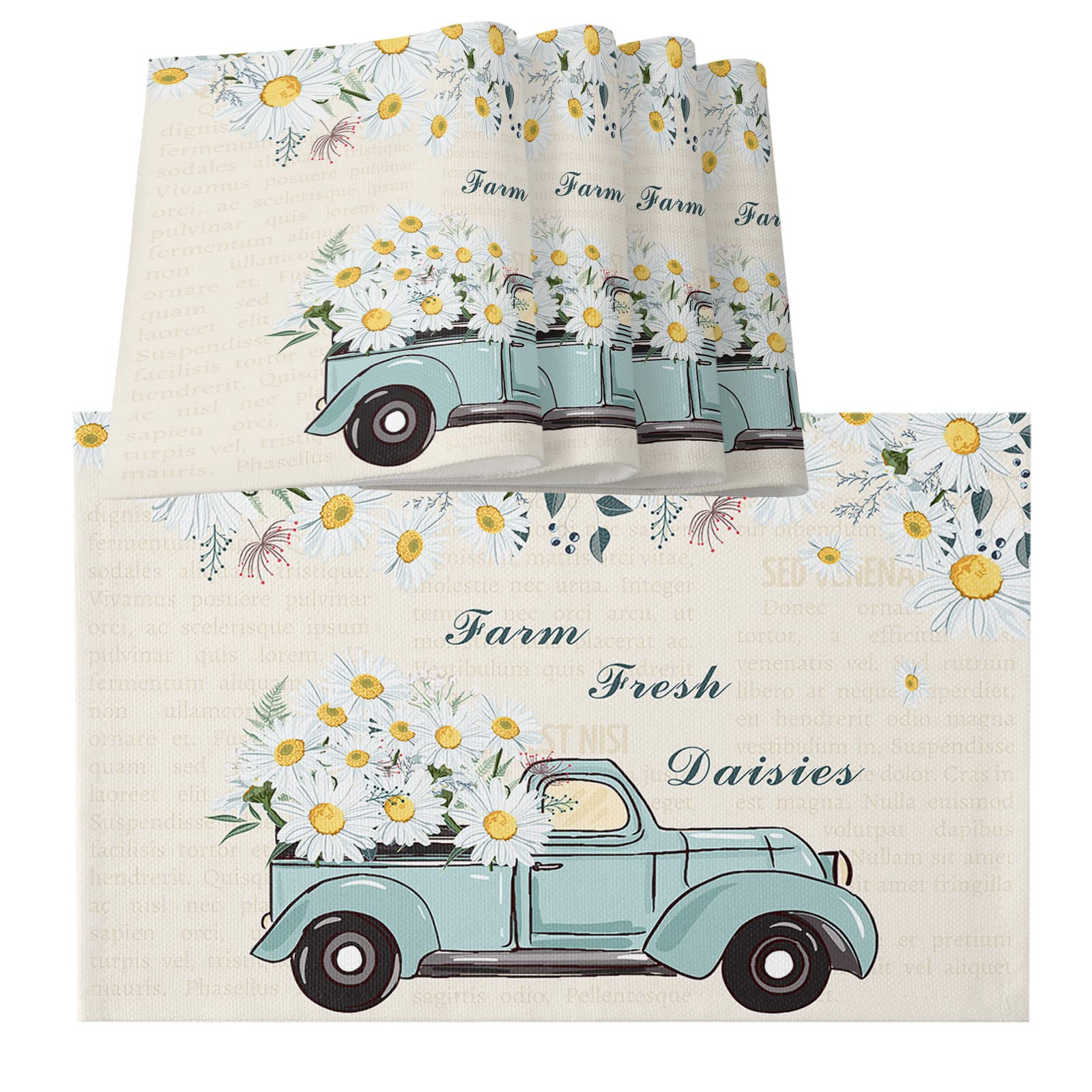 メーカー直売 vintage cotton mat ❀blue flower テーブルマット