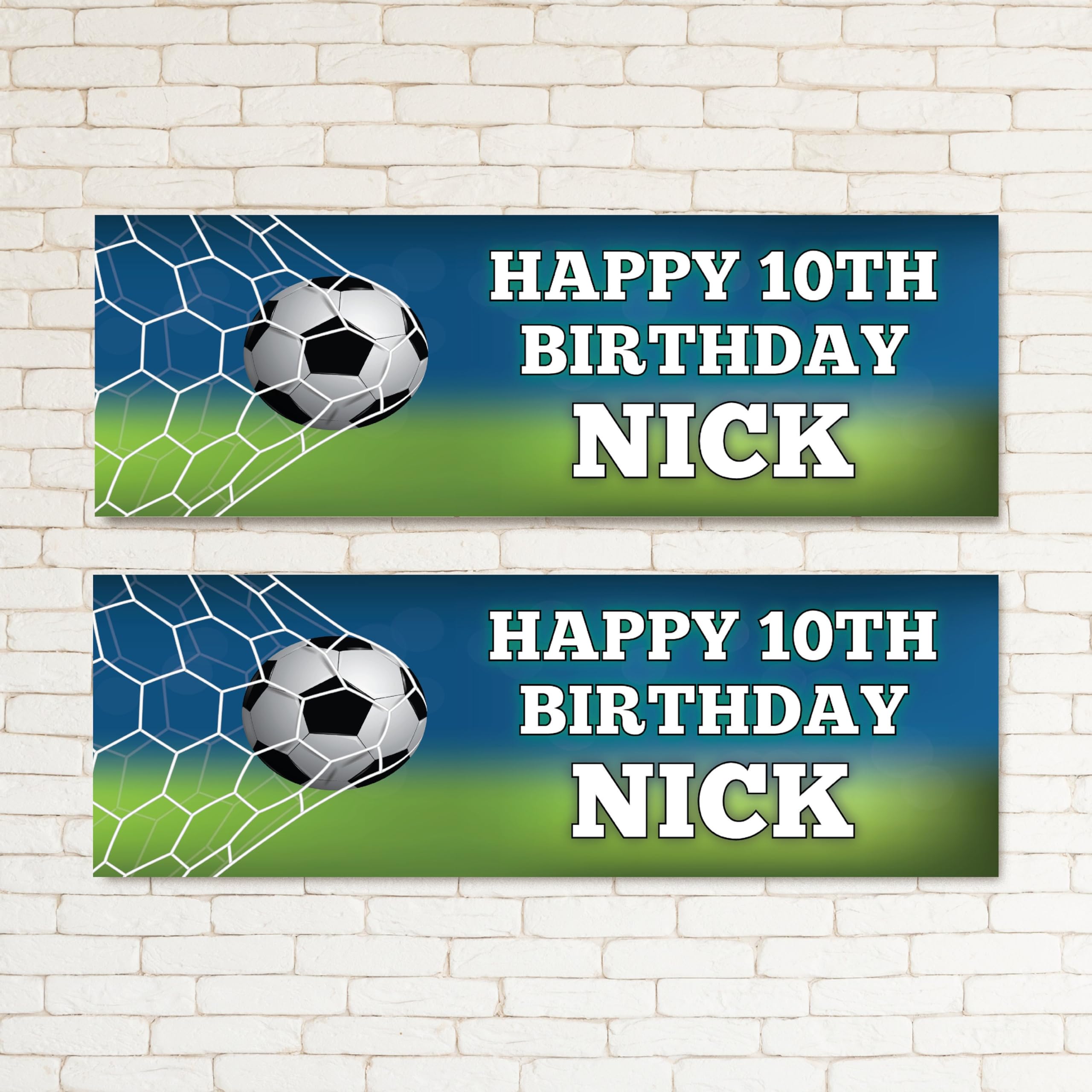 Set of two Personalised Football Birthday Party Banners Sports Games Goal Footballer Kids Party Supplies Birthday Banners Children Soccer Theme