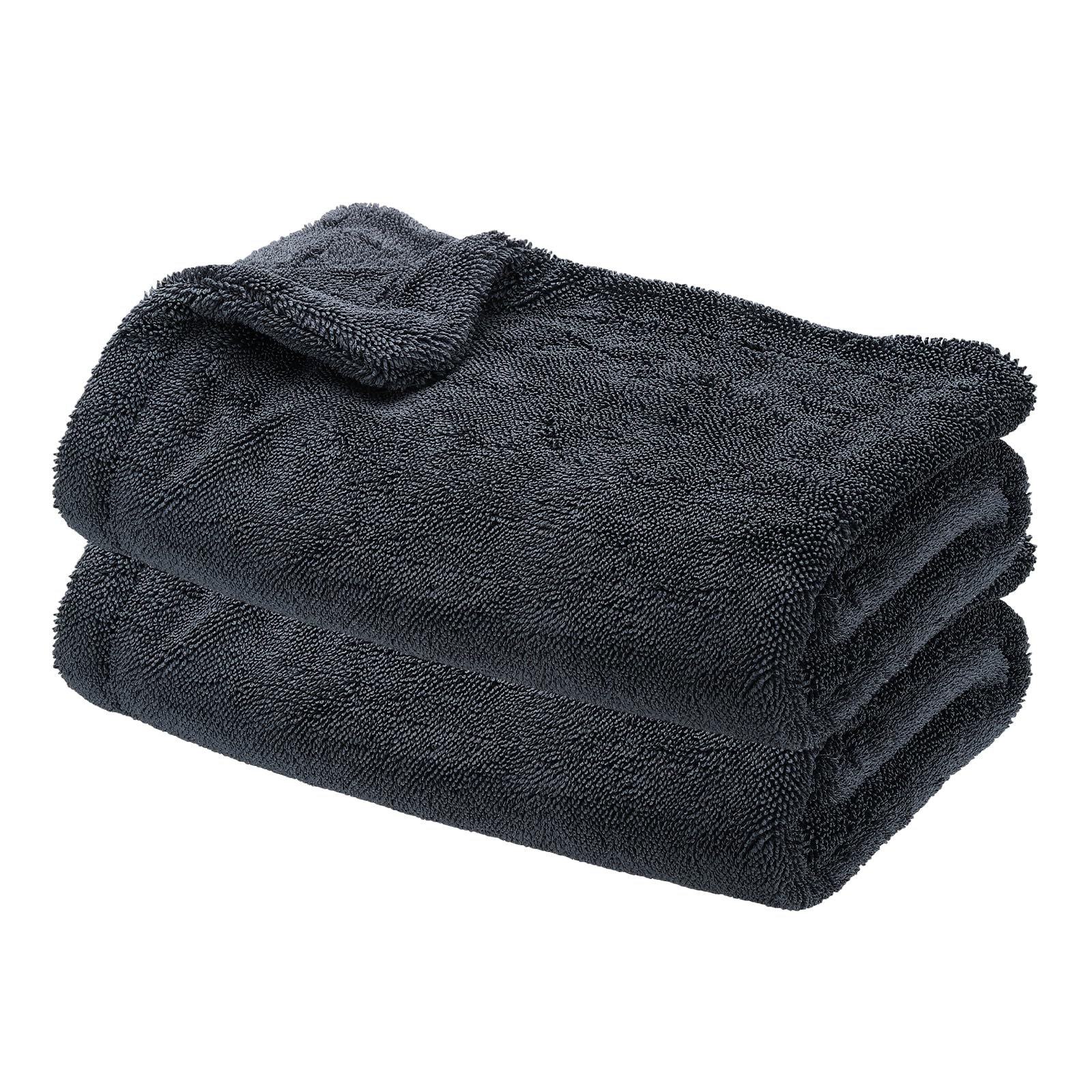 sourcing map 2 toallas de microfibra para coche, 24 x 35 pulgadas, ultra absorbentes, para el cuidado de los detalles de pulido, paños de cera de doble capa para ventana de coche, cocina, color gris