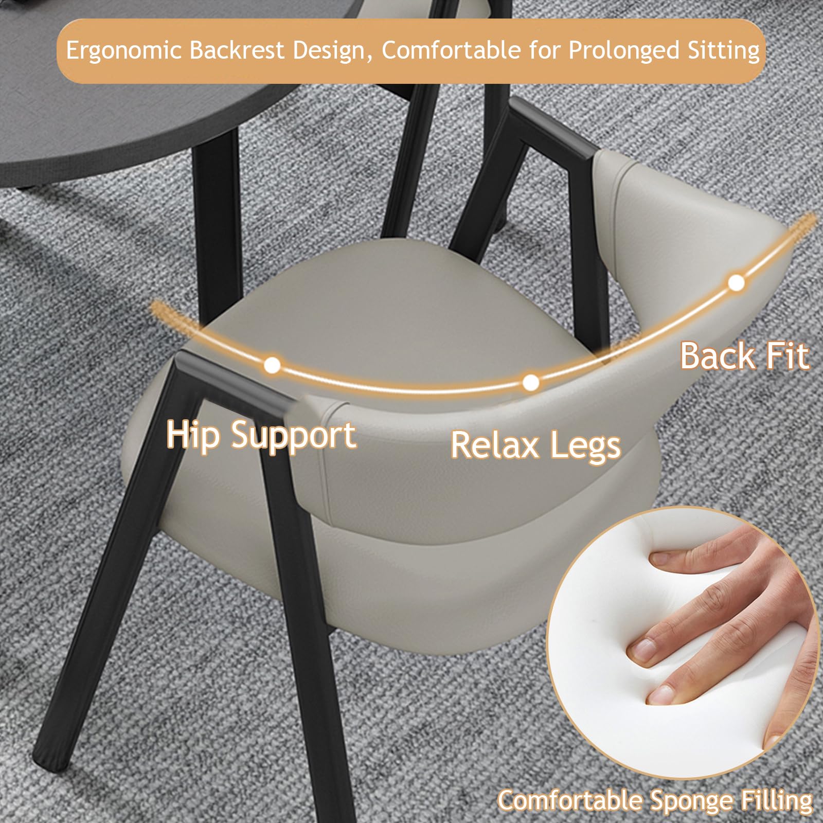Juego de mesa y sillas de conferencia de 5 piezas para 4 personas, pequeño, redondo, que ahorra espacio, ideal para salas de recepción y reuniones, con sillas con respaldo, 80 cm de diámetro, color na