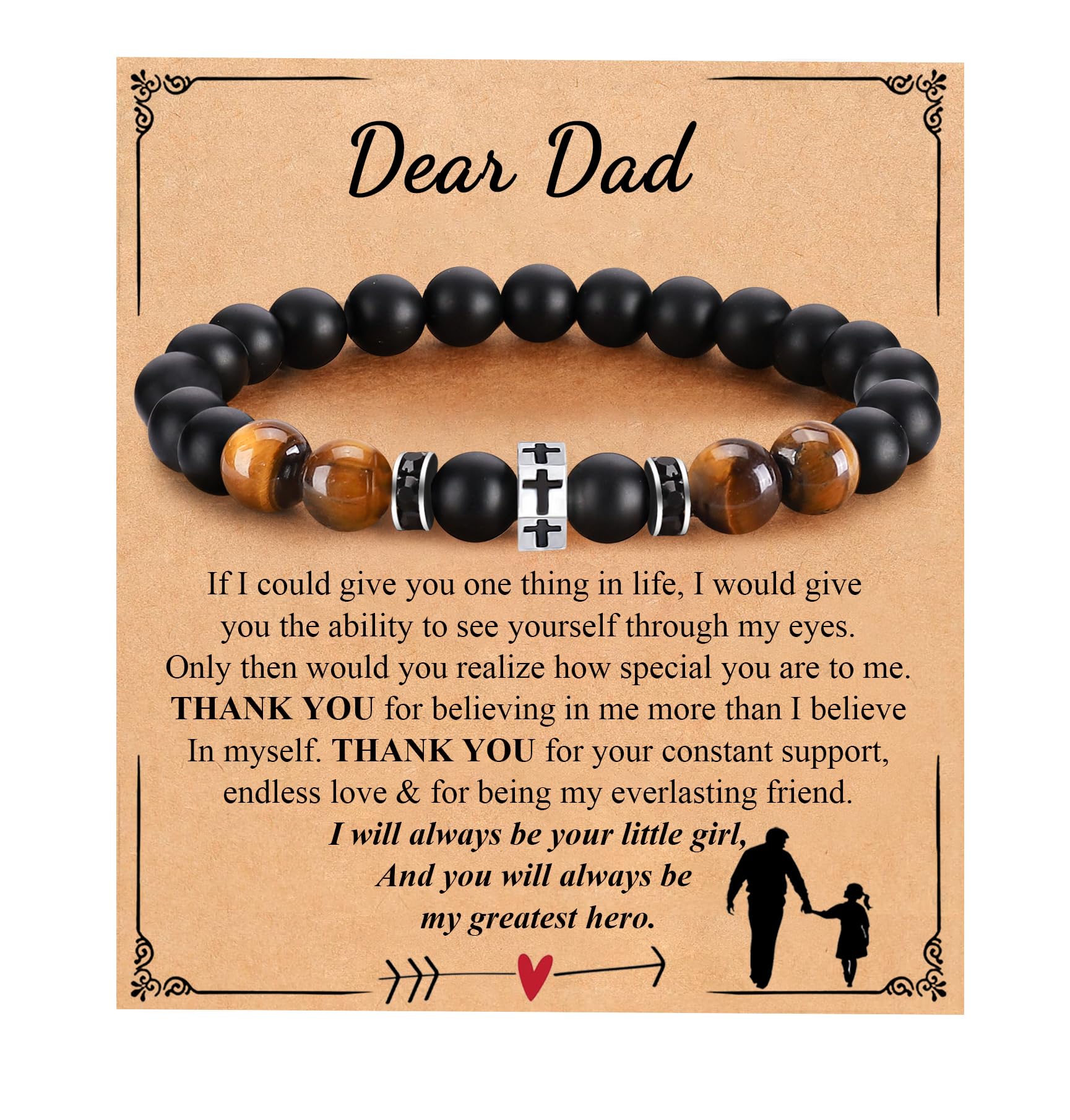 BABORI Cross Bracelet for Men Dad Father Husband Son Brother Grandson Fathers Day Birthday Graduation Christian Faith Religious