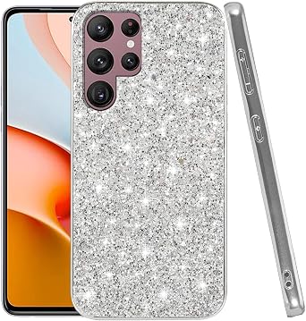 Compatible with Samsung Galaxy S26 Ultra Case Glitter Slim Shockproof Cover, Phone Case for Samsung S26 Ultra Cute Bling Sparkly and Silicone Shiny Girl Women Thin Protective Silver