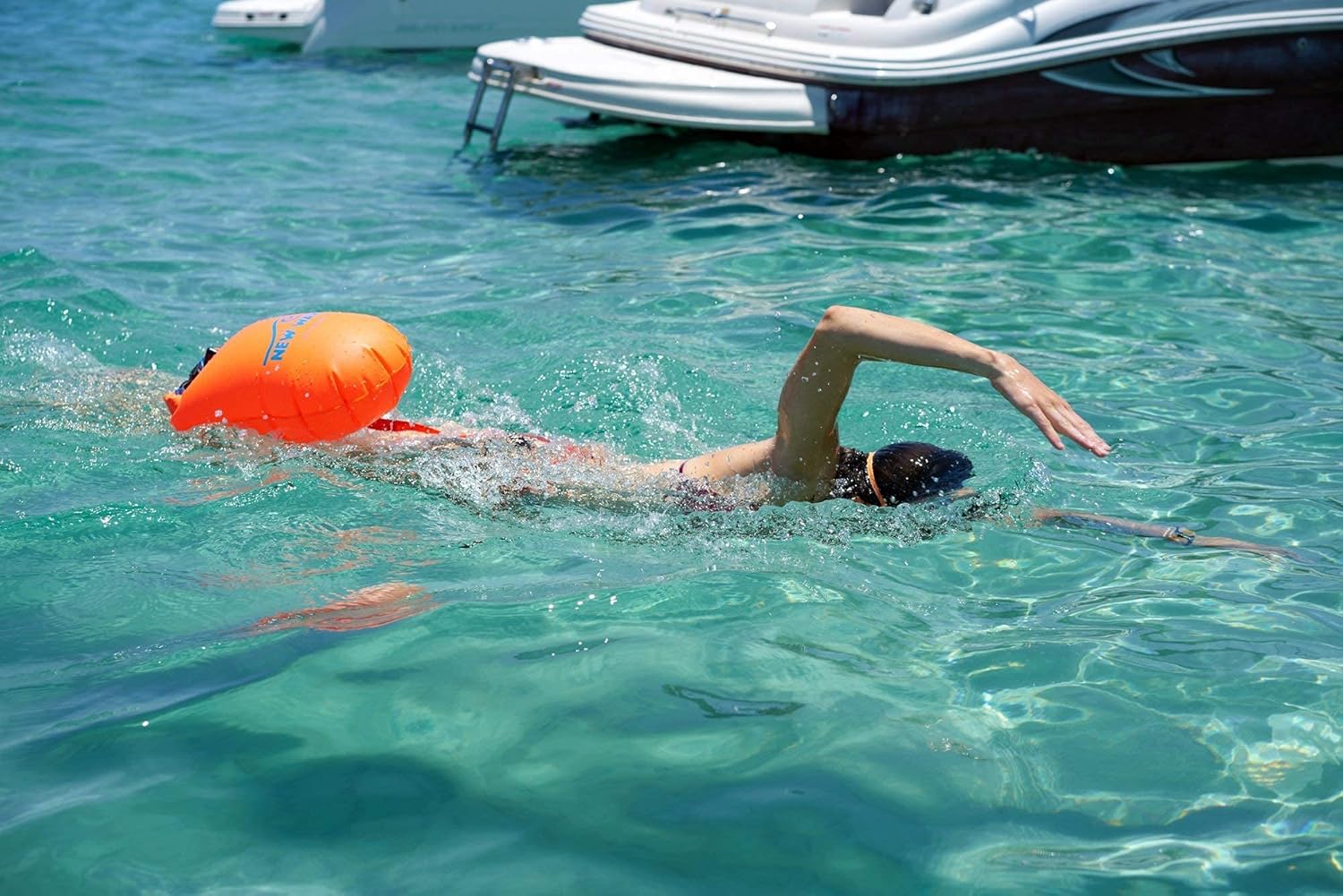 New Wave Swim Buoy 20L Orange PVC and Phone Pouch Bundle