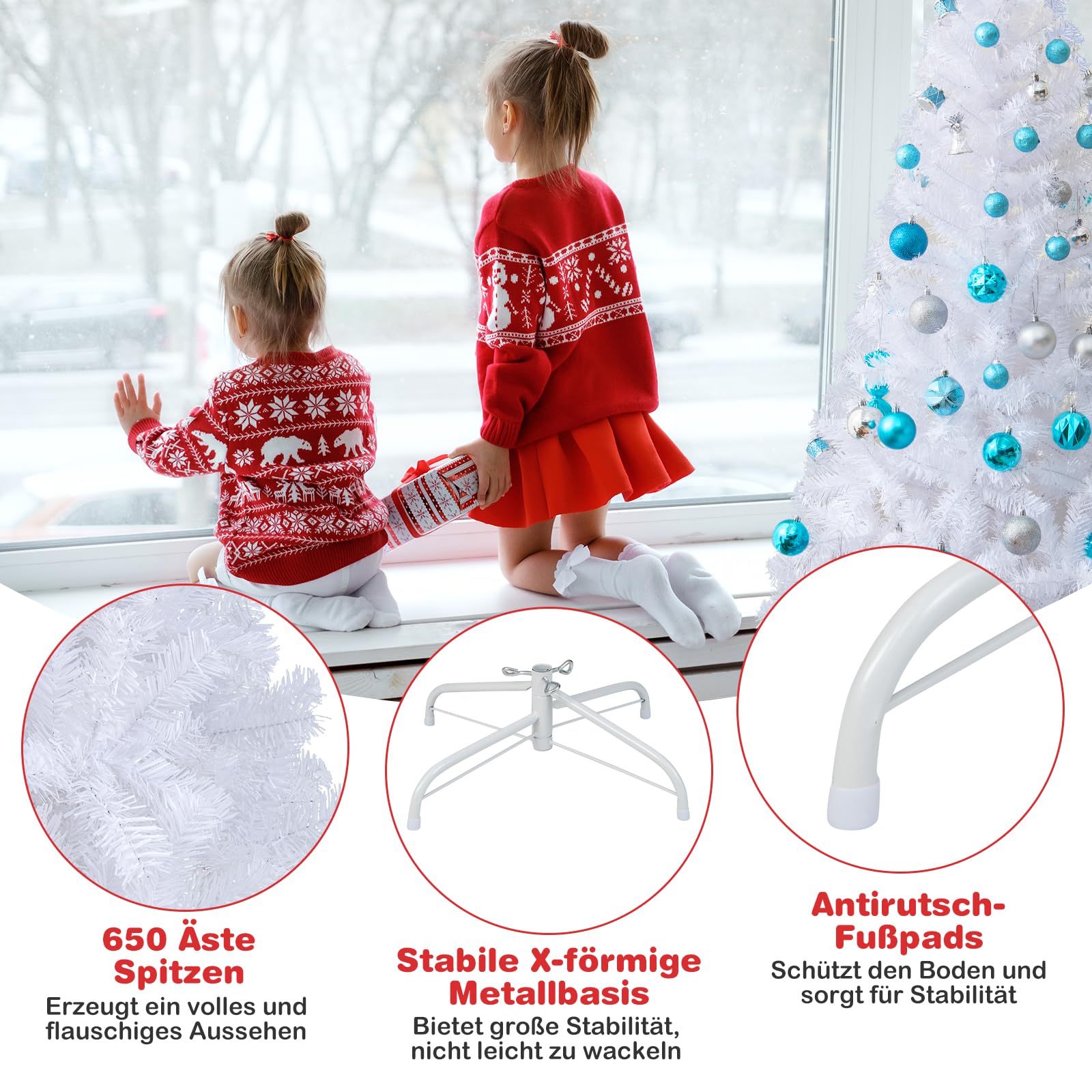 Kunstkerstboom smal met standaard 270 cm PVC