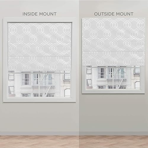 Miniatura 7 de Exclusive Home Prague Trellis - Persiana romana 100% opaca de 27 x 64 pulgadas, color blanco