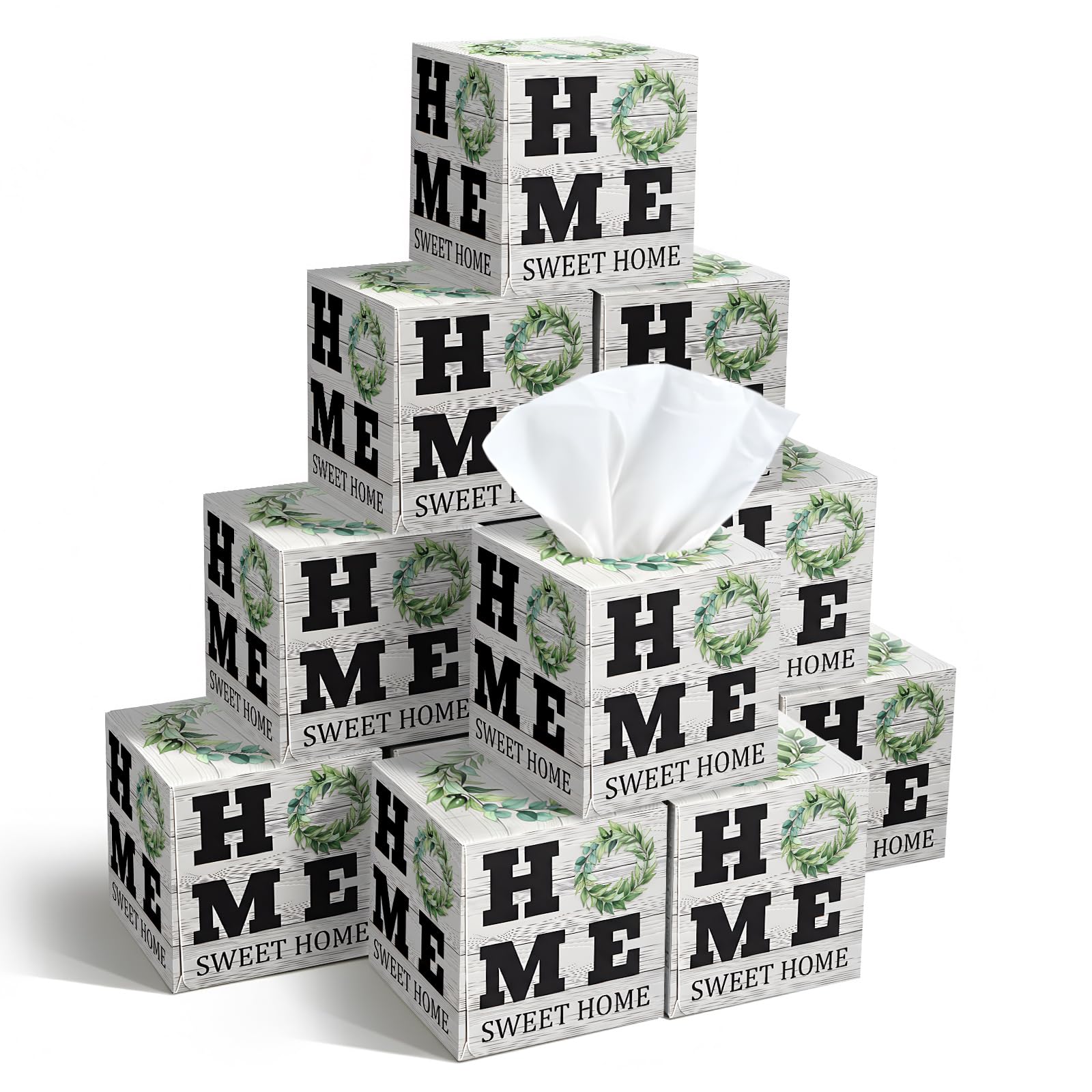 12 Pack Farmhouse Facial Tissues Cube Boxes 600 Sheets 3 Ply Small Square Home Face Tissues Bulk for