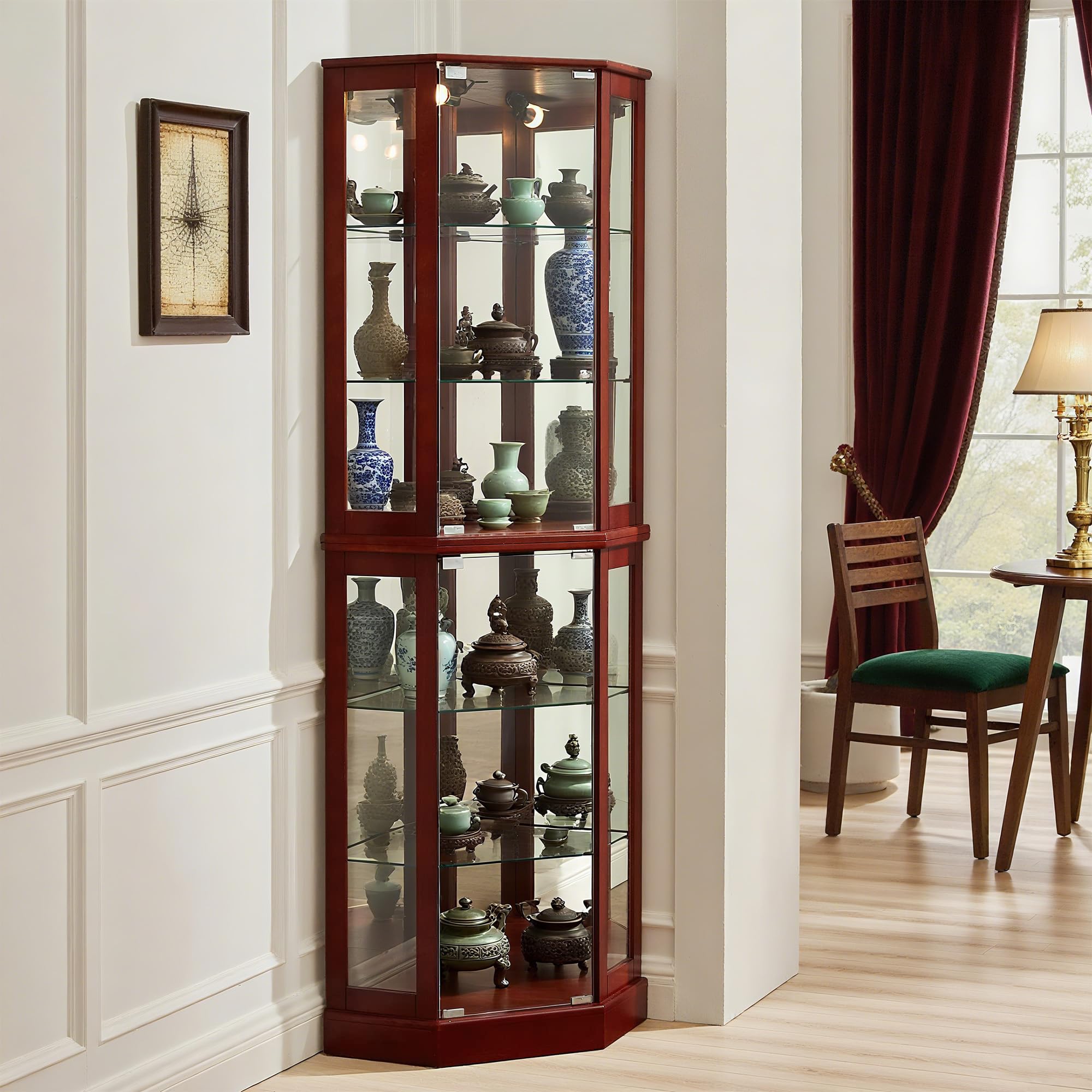 Amazon.com: Royard Oaktree Lighted Corner Display Cabinet with