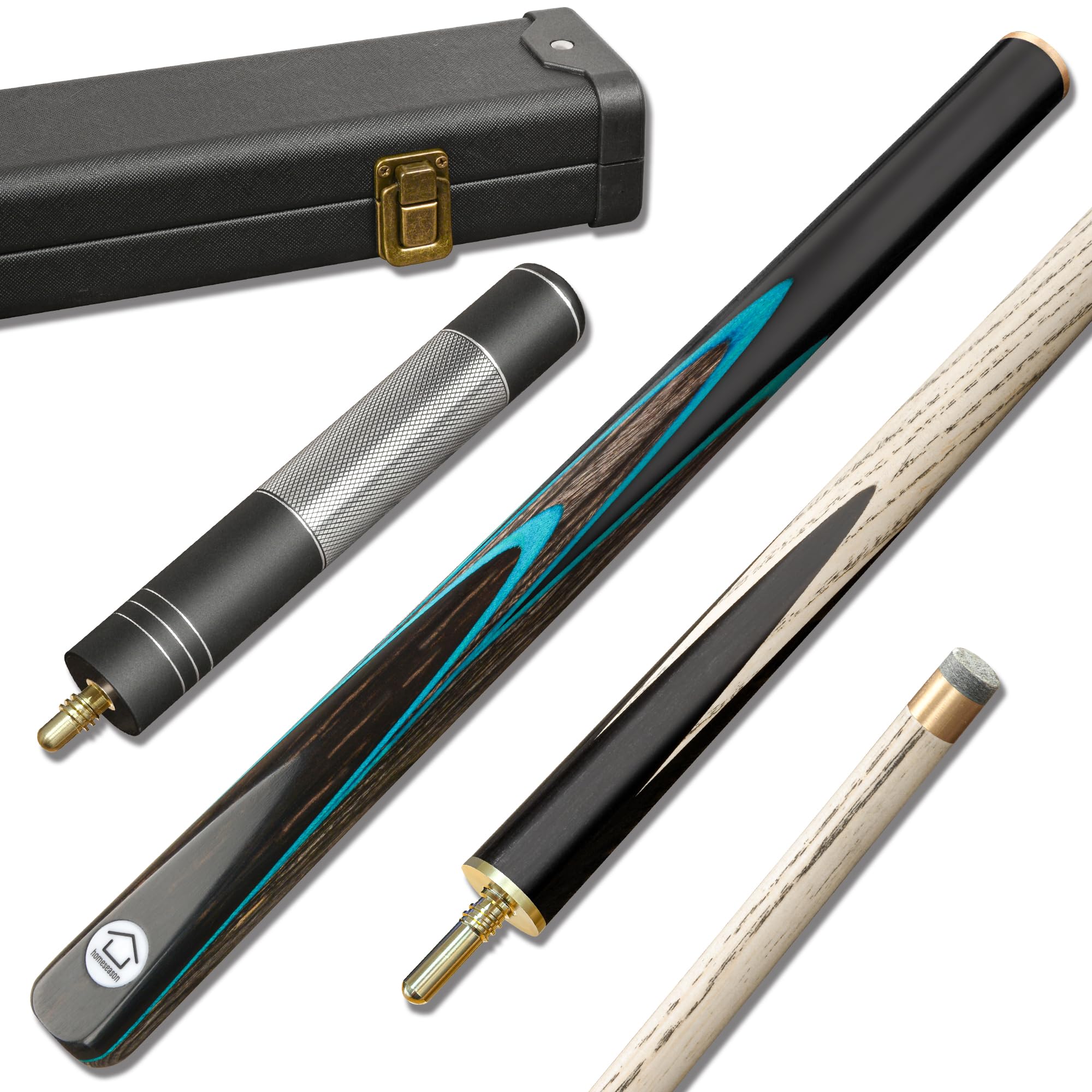 HomeSeason 57" Snooker Cue Stick 18oz 3/4 Jointed Pool Cue, with Extension, Cue Case, Durable Ash Wood and Hard Maple Construction Billiards Cue