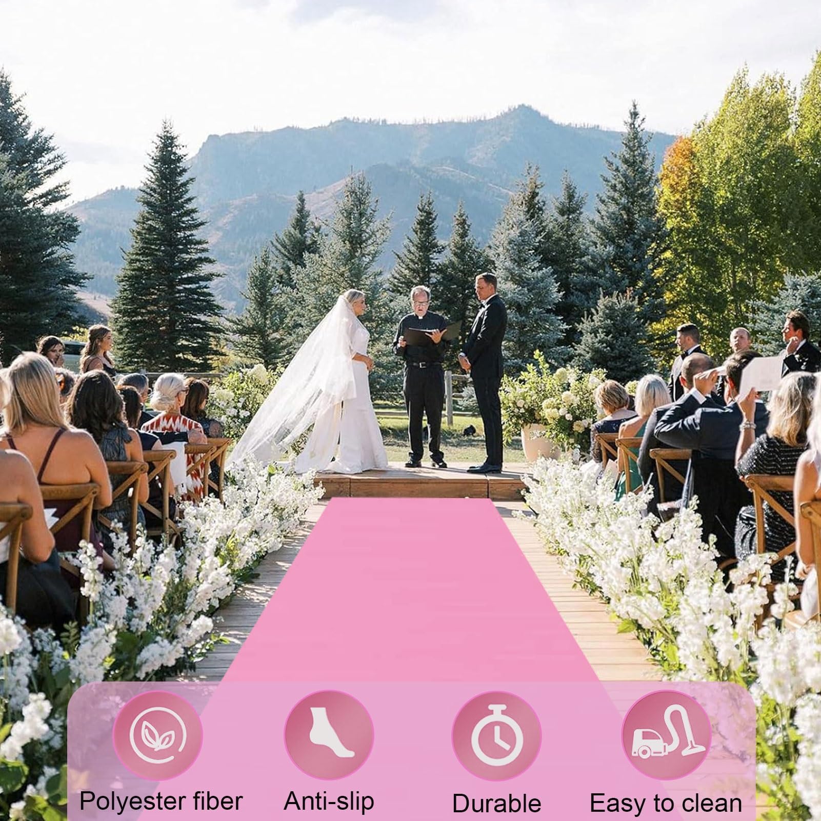 Tappeto per corridoio rosa per cerimonia di matrimonio, 10 m, 20 m, tappeto per passerella, spessore 2 mm, per addio al nubilato, eventi di ricevimento di nozze in chiesa(1.2x20m)