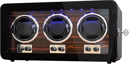 Oryx Watch Winders for 36 Automatic Watches Wooden Rotating Watch Box 15 Rotation Modes Setting Display Case with LED Light, AC or USB Powered Super