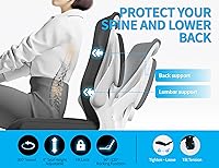 Vista 6 de Silla de oficina ergonómica, sillas de escritorio para computadora cómodas, silla de juegos de respaldo alto de malla con soporte lumbar ajustable