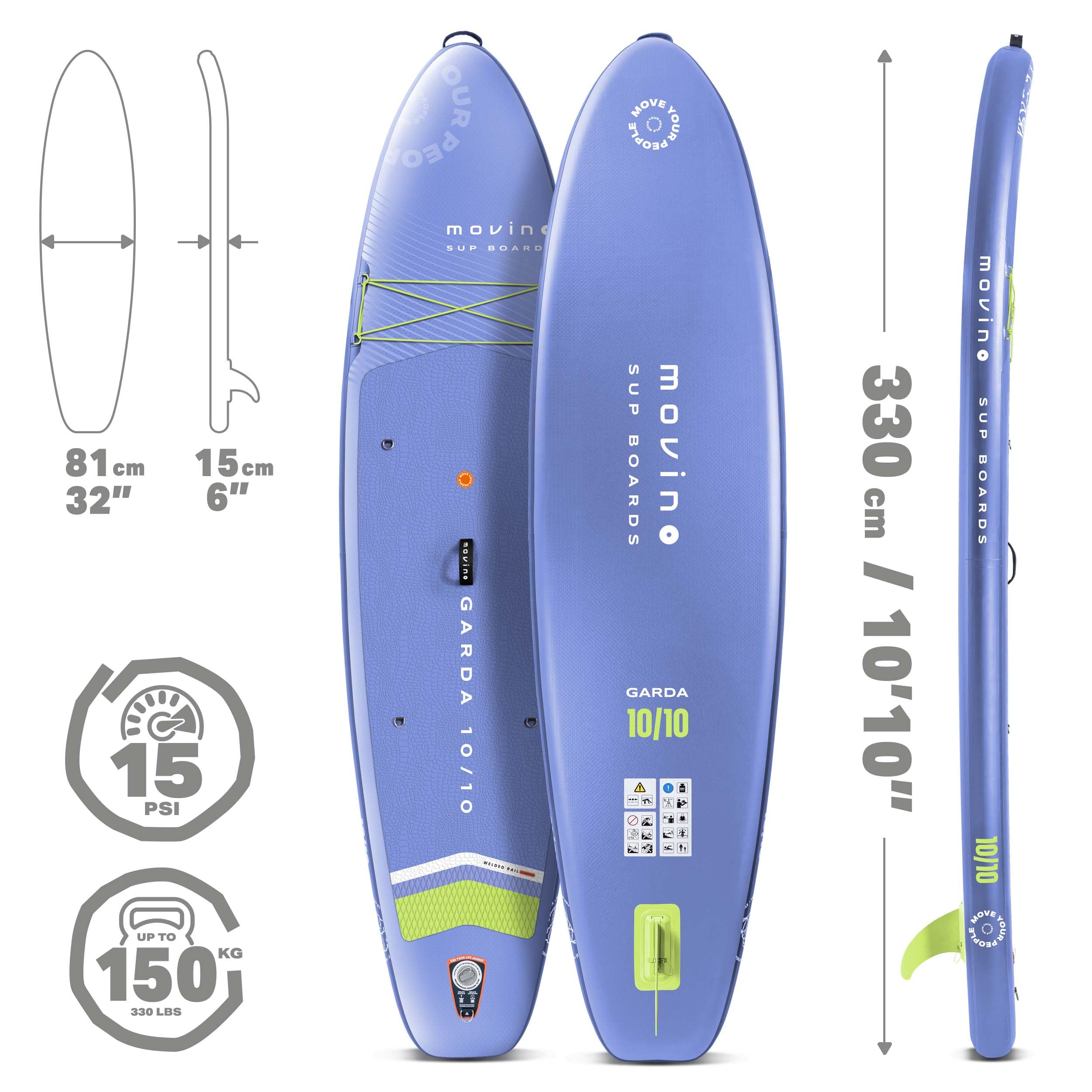 Movino Garda Allround 10'10" Zestaw Deska SUP do Wiosłowania na Stojąco Nadmuchiwana deska SUP Paddle Board Light Stand Up Deska do Paddleboardingu z Akcesoriami Sporty Wodne 330 cm
