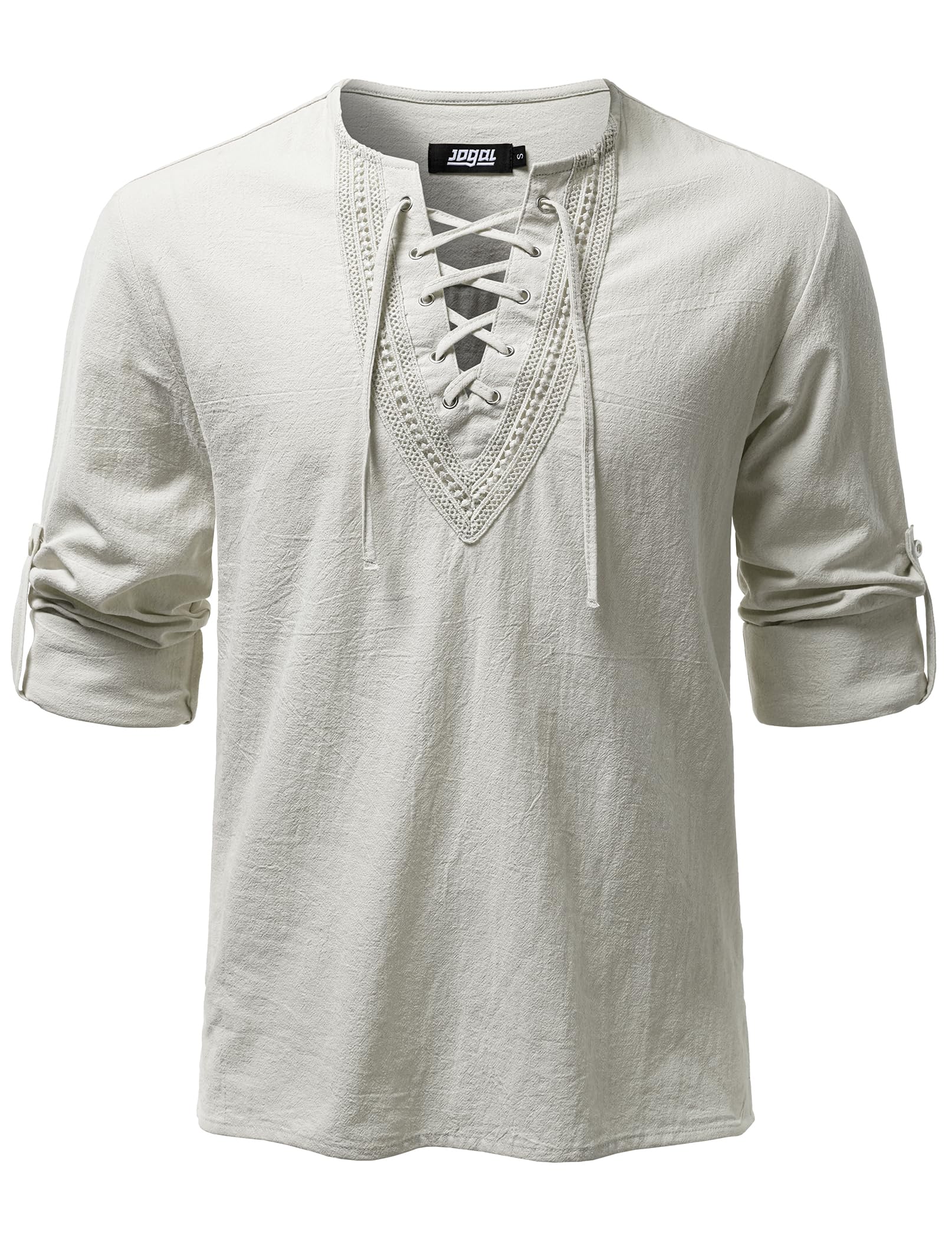 JOGAL Mens Renaissance Shirt Medieval Pirate Viking Halloween Costume