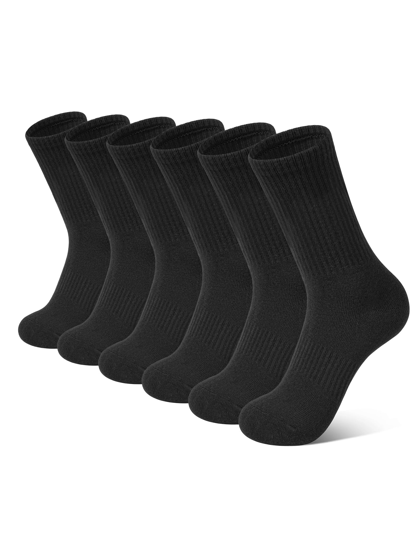 Somaibo 6 Pairs Kids Boys Girls Socks Athletic Basketball Cotton Crew Sock