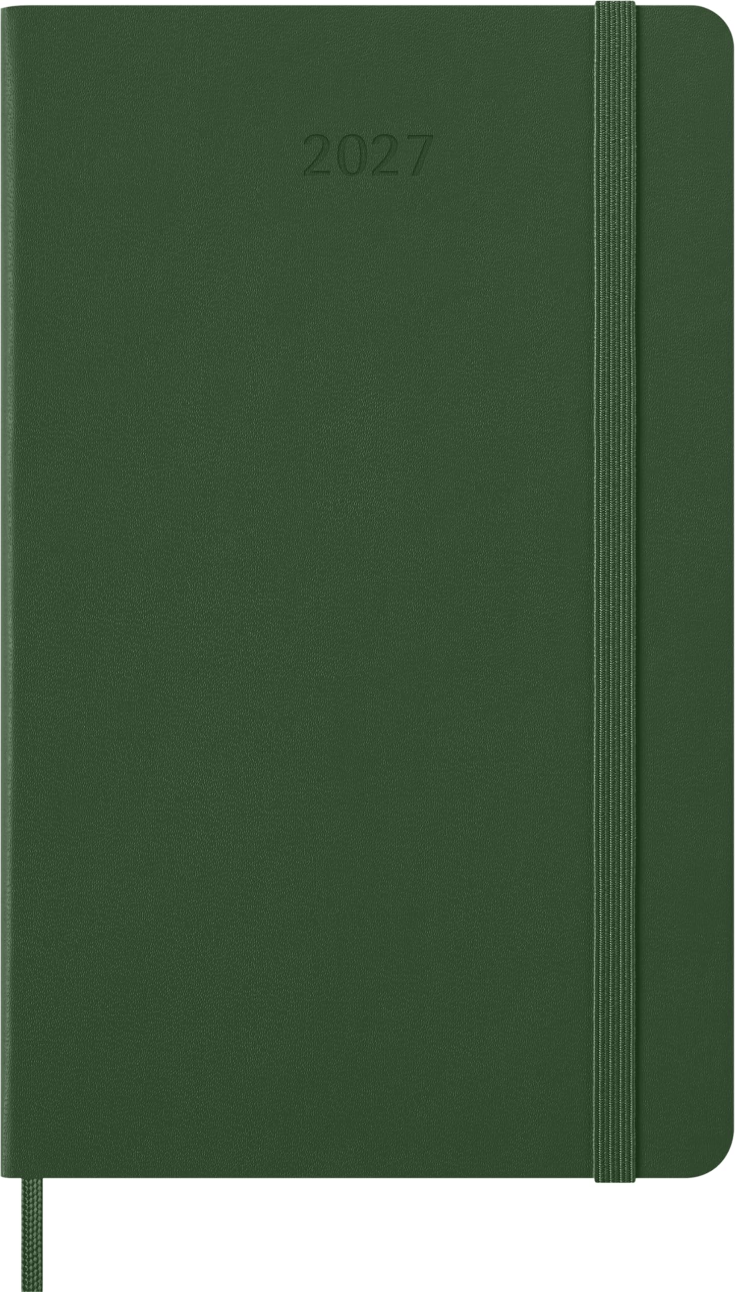 Moleskine Daily Planner 2027, Hard Cover 12 Month Diary with Elastic Closure, Large 13x21 Cm, Myrtle Green